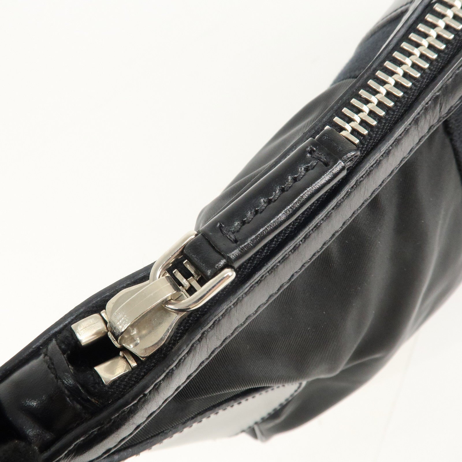 PRADA Nylon Leather Shoulder Bag Black BR2604