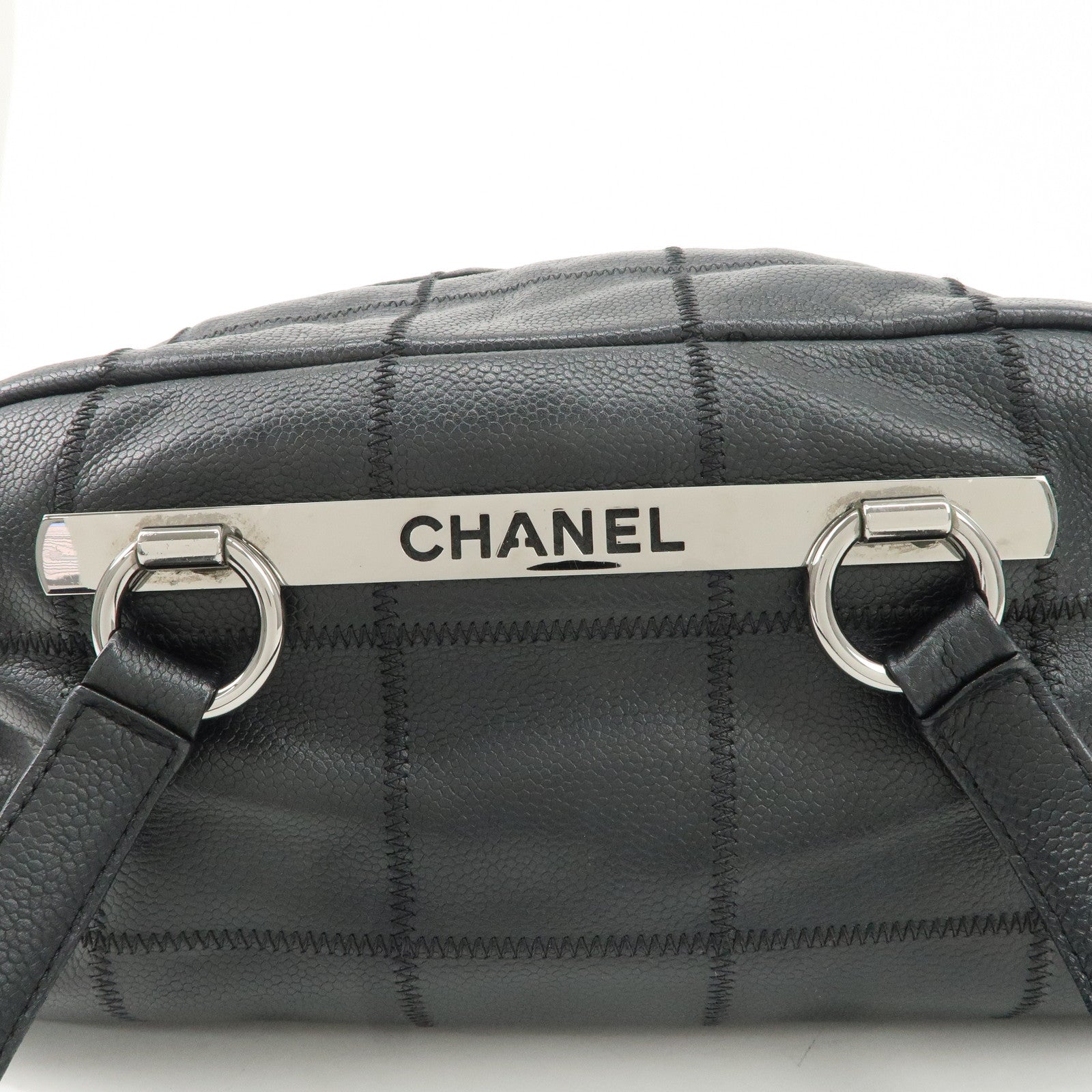 Chanel Chocolate Bar Caviar Skin Mini Boston Bag A26135