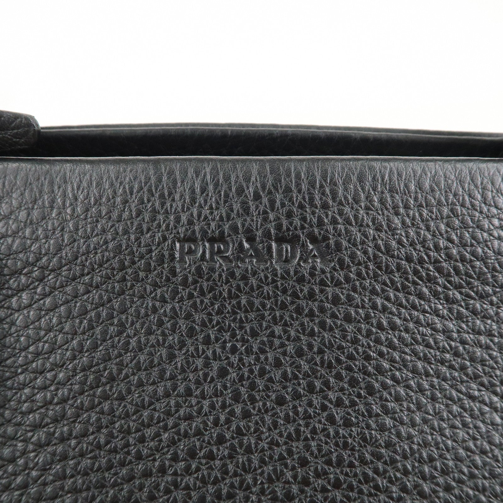 PRADA Leather Tote Bag Shoulder Bag Black NERO Silver HDW B9467