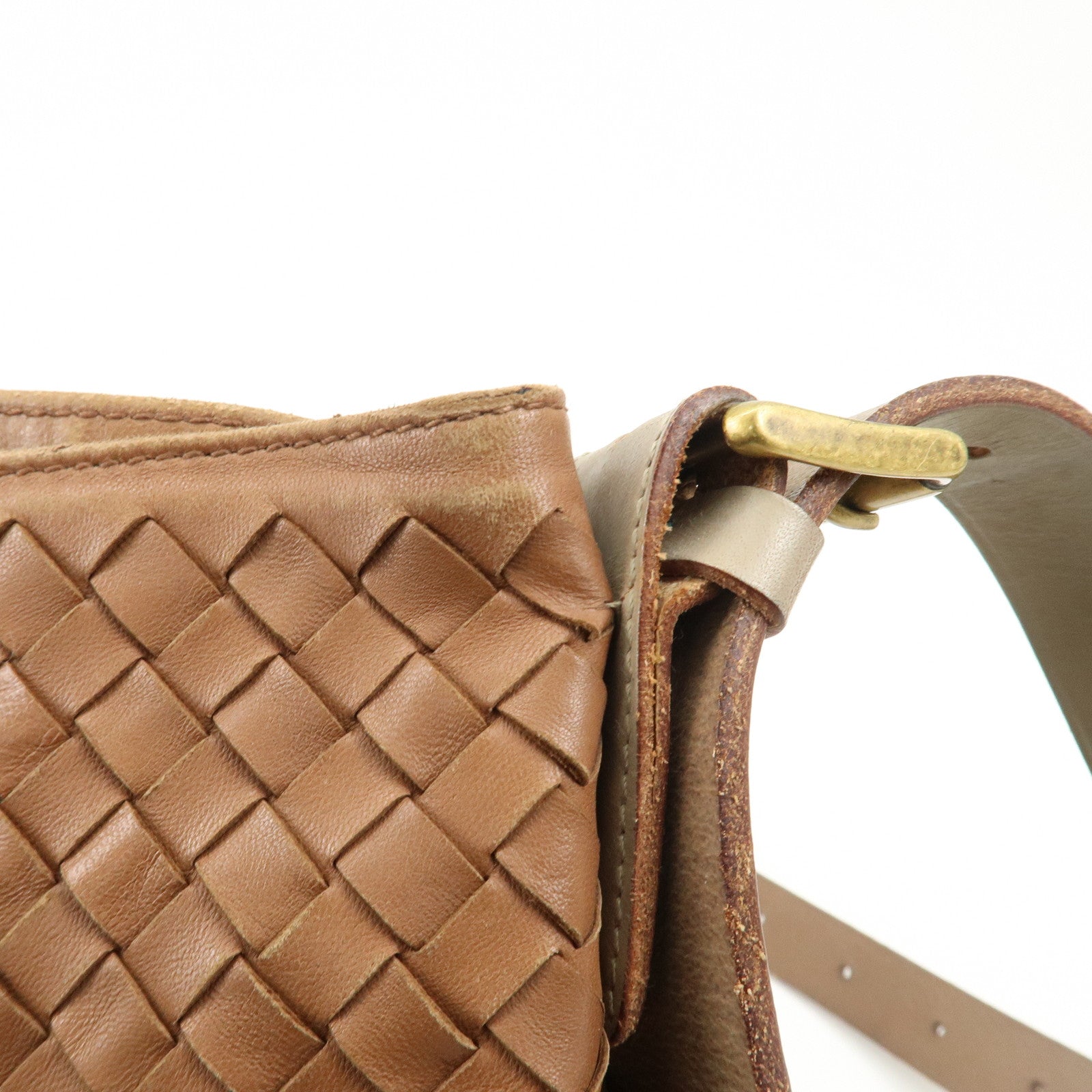 BOTTEGA VENETA Intrecciato Leather Shoulder Bag Brown