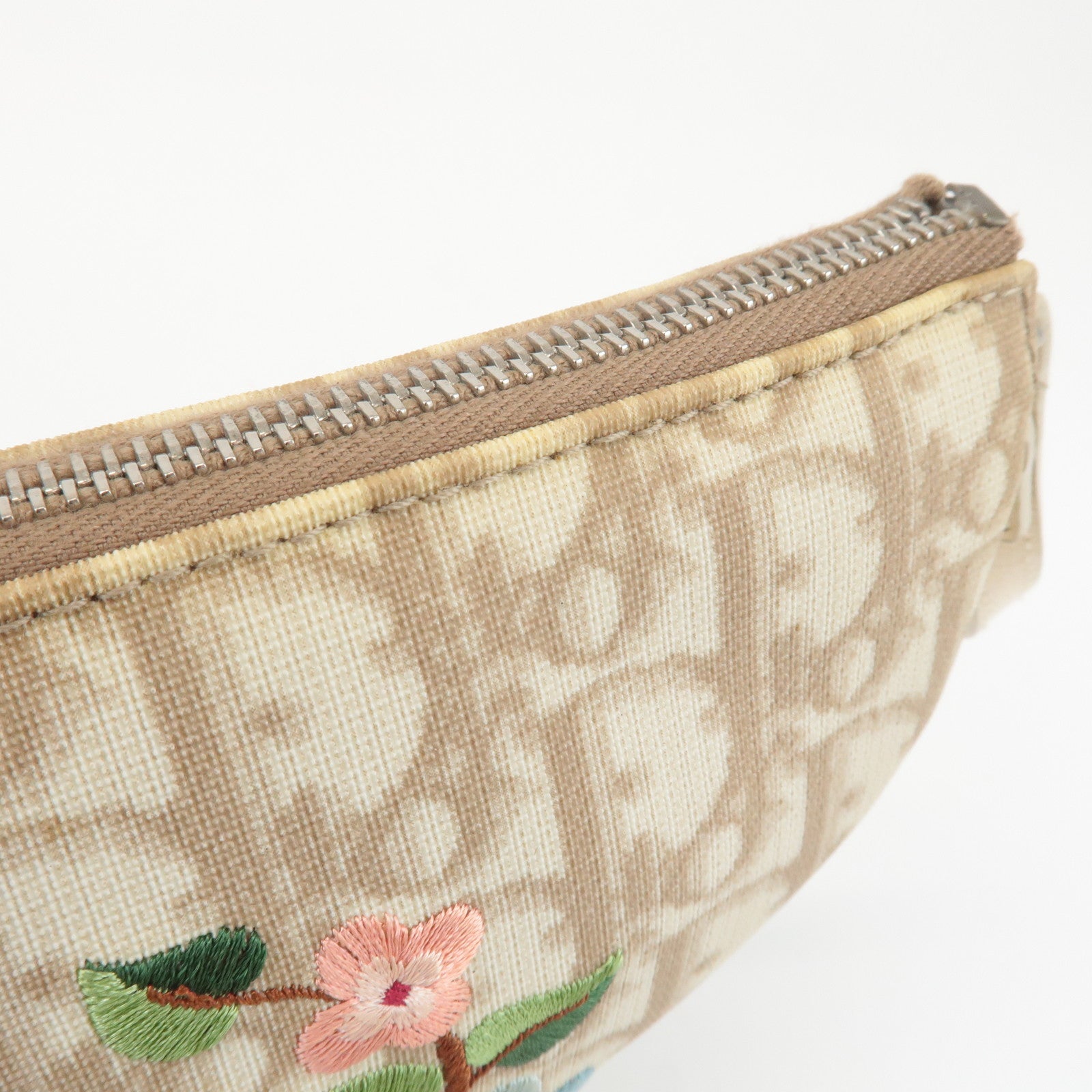 Christian Dior Trotter PVC Leather Saddle Pouch Flowers Embroidery