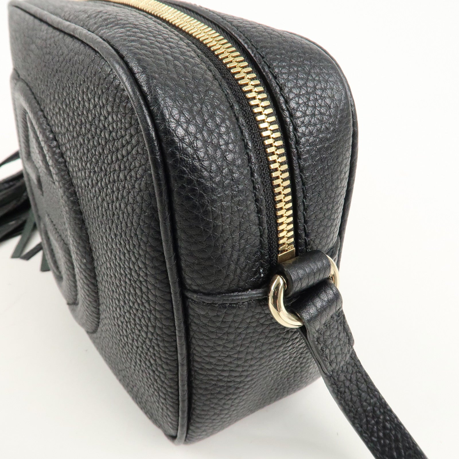 GUCCI SOHO Leather Small Disco Shoulder Bag Black 308364