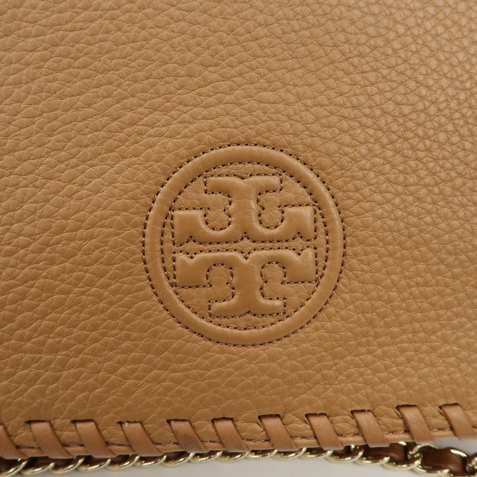 Tory Burch Leather Chain Shoulder Bag Light Brown Gold HDW Used