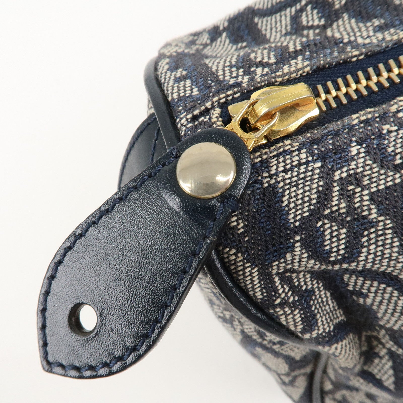 Christian Dior Trotter Canvas Leather Mini Boston Bag Navy