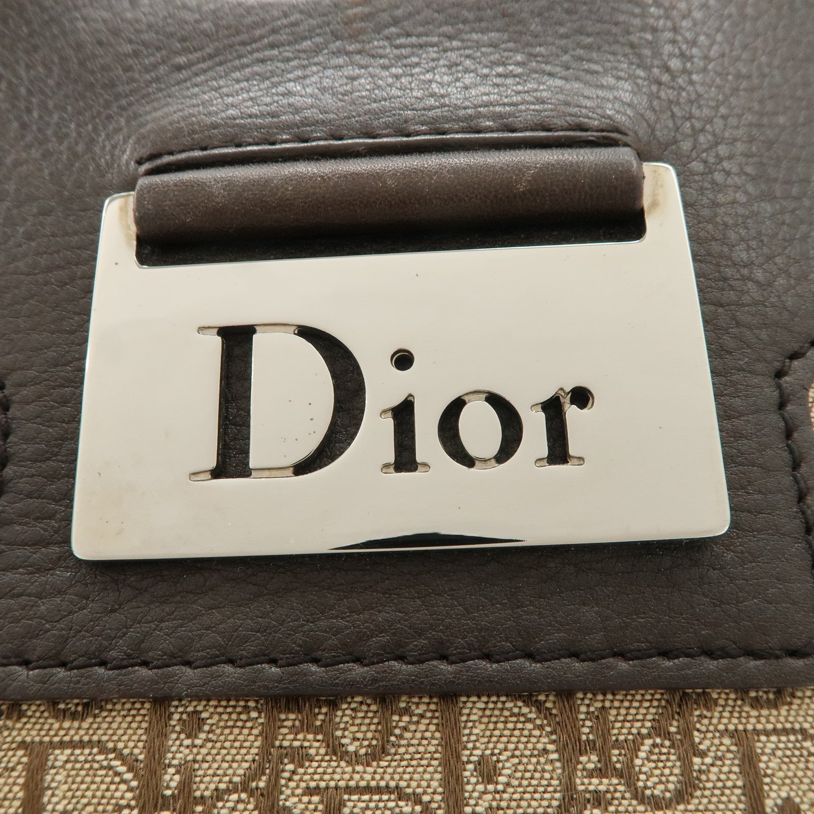 Christian Dior Trotter Canvas Leather Tote Bag Beige Brown