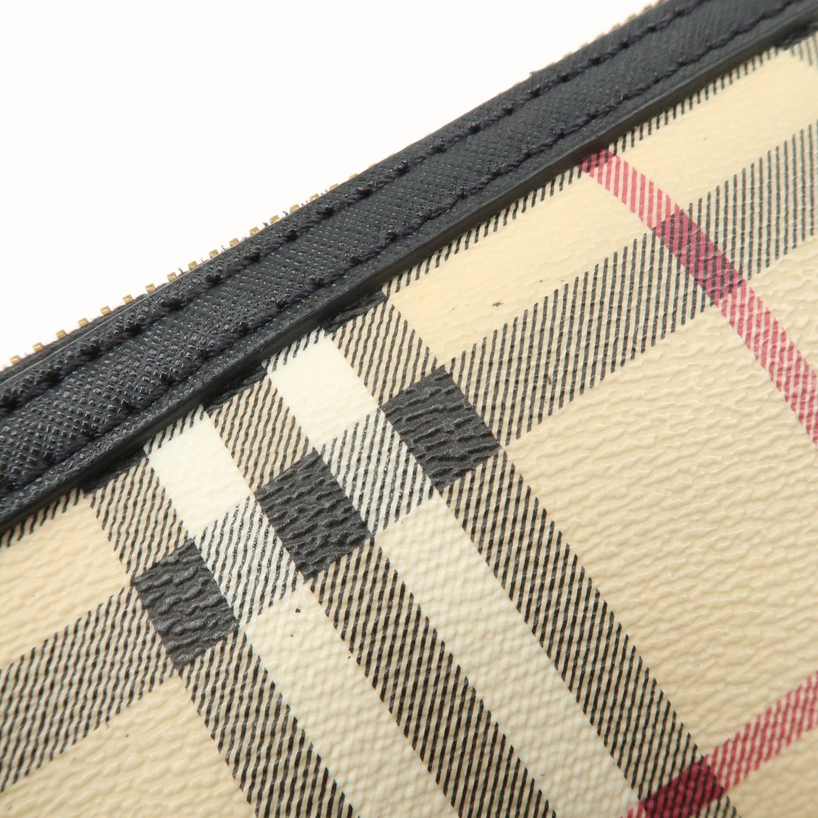 BURBERRY Nova Plaid PVC Leather Shoulder Bag Hand Bag Black Used