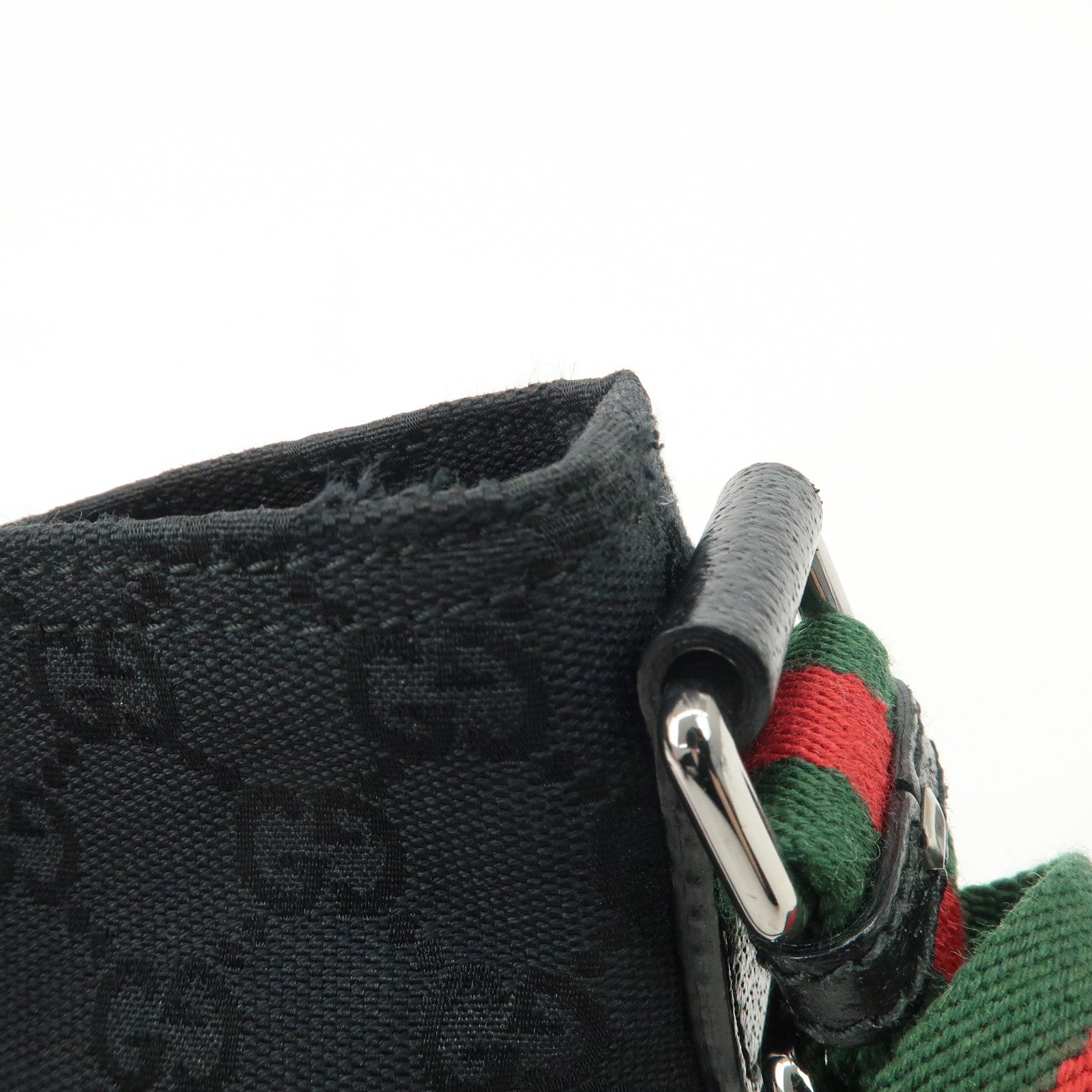 GUCCI Sherry GG Canvas Leather Shoulder Bag Black 189749