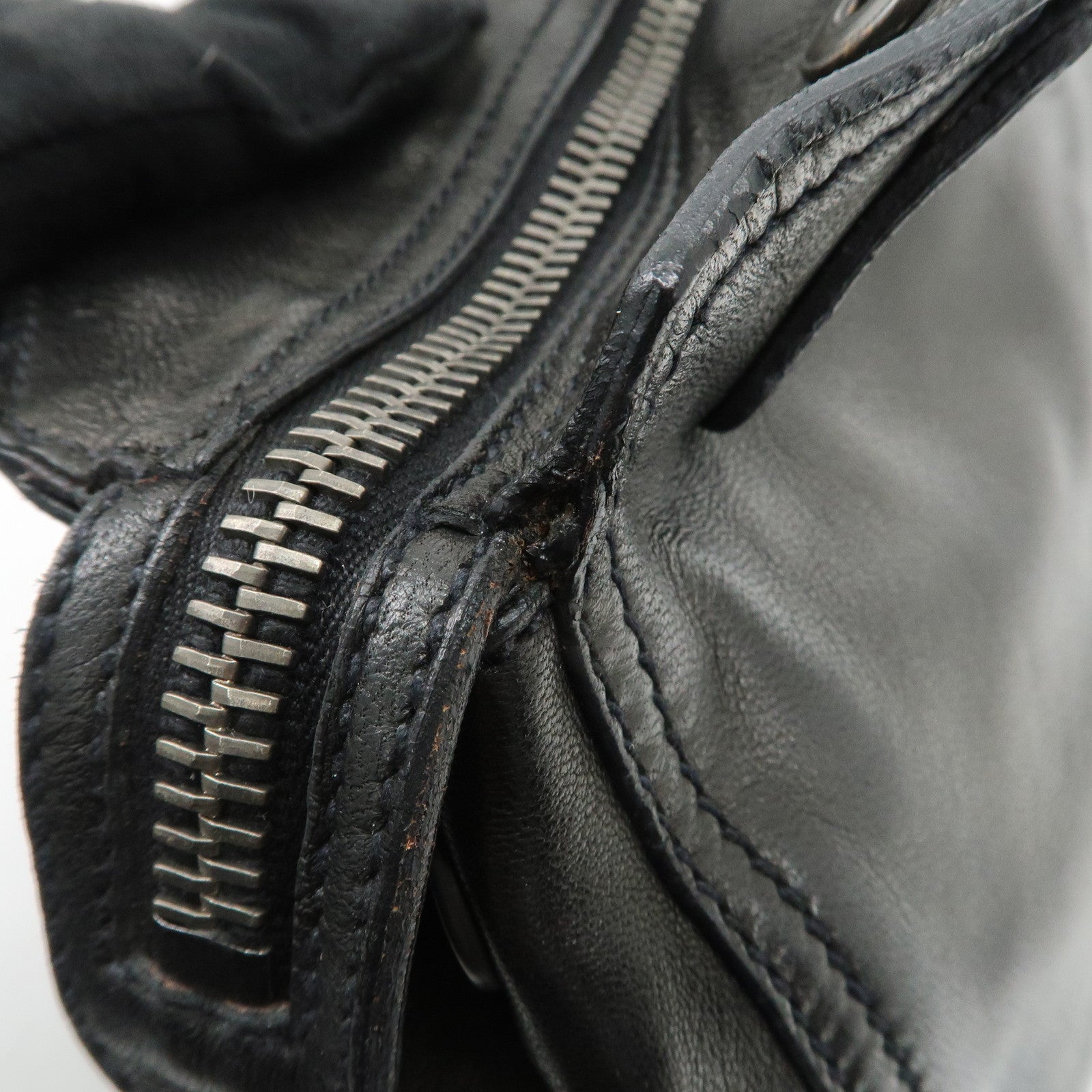 PRADA Leather Tote Bag Black Used
