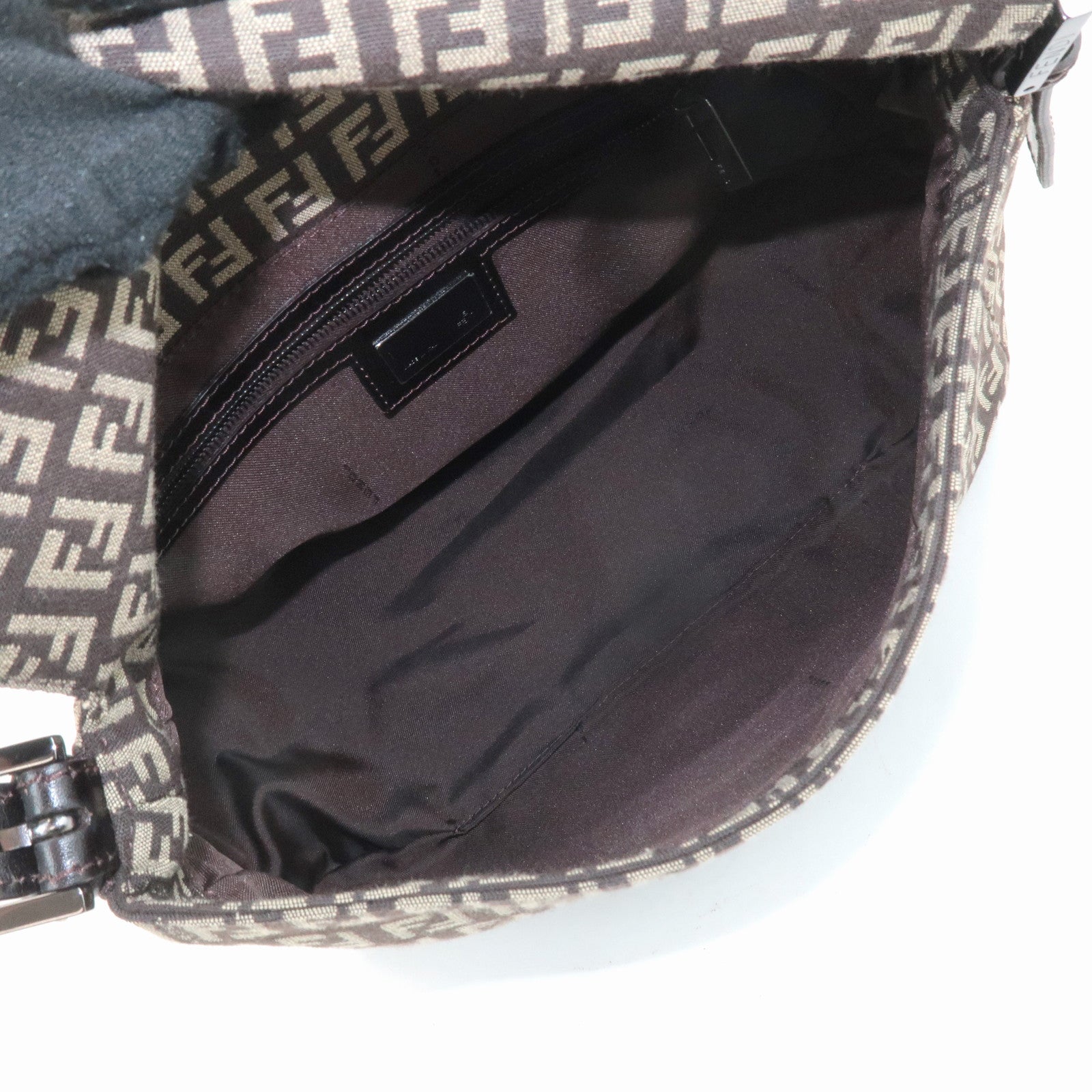FENDI Mamma Baguette Zucchino Canvas Leather Shoulder Bag 8BR001 Used