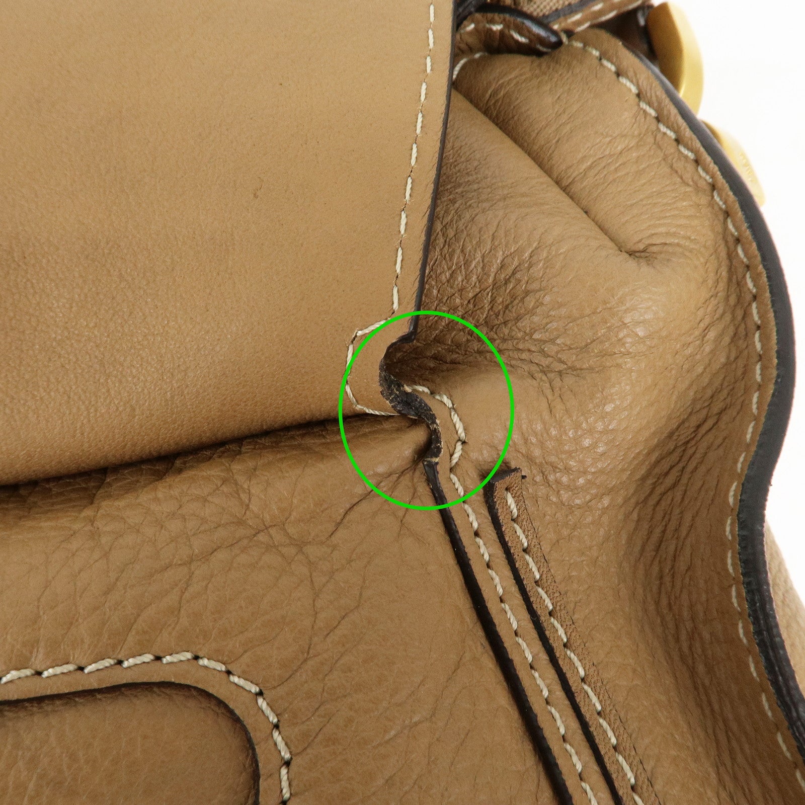 Chloe Marcie Leather Shoulder Bag Hand Bag Beige Used