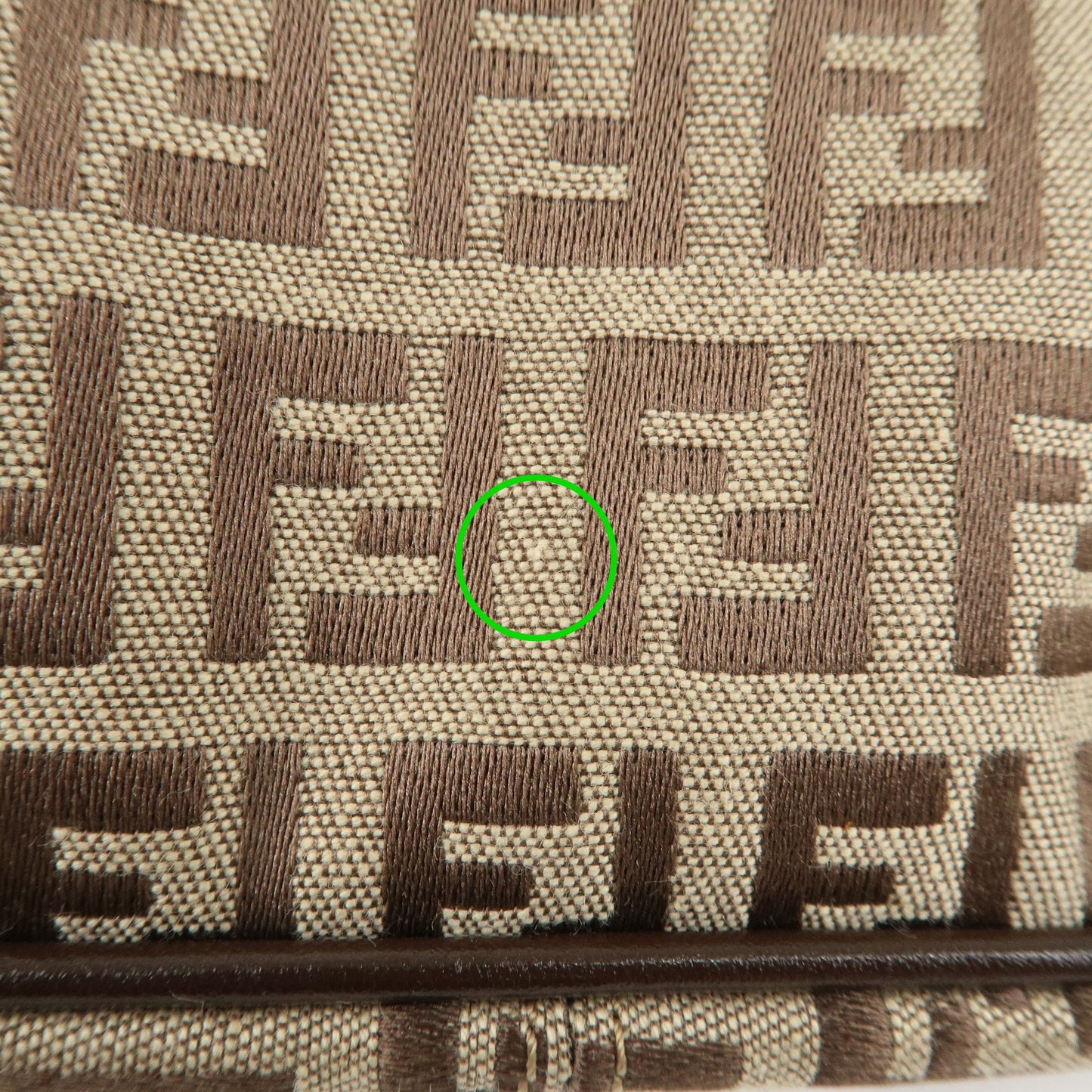FENDI Zucchino Canvas Leather Shoulder Bag Brown Beige 8BR133