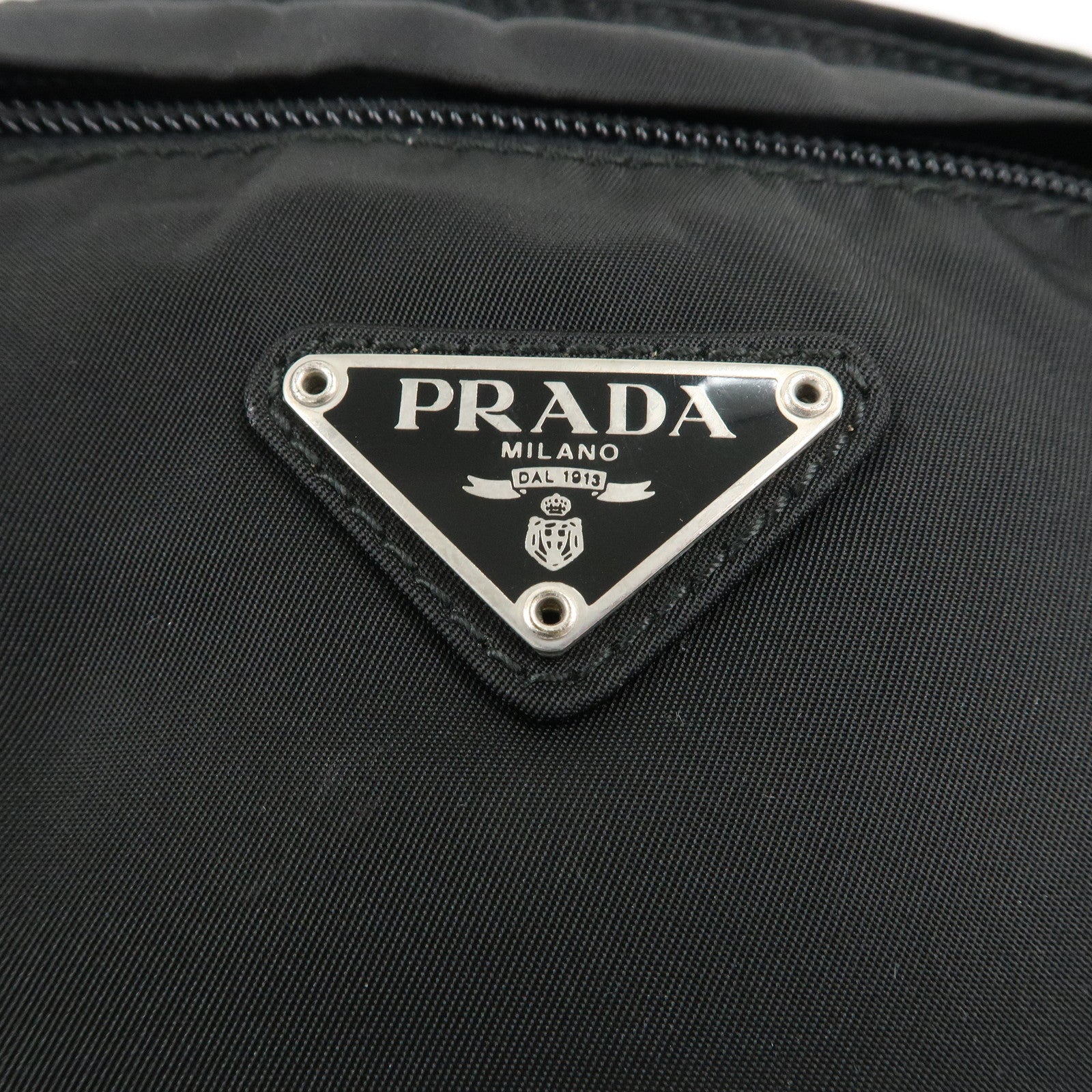 PRADA Nylon Leather Waist Bag Back Silver Hardware