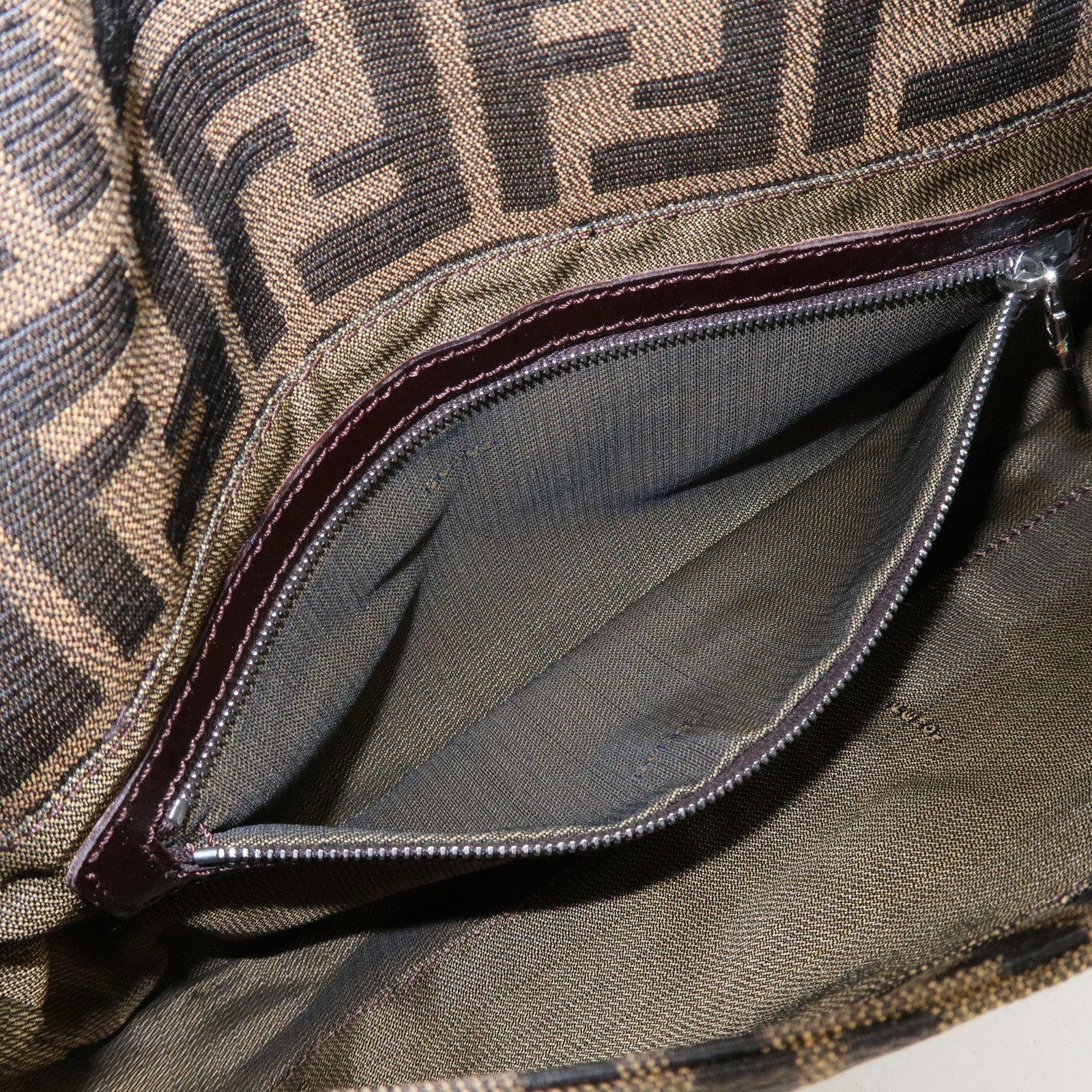 FENDI Mamma Baguette Zucca Canvas Shoulder Bag Brown 26424 Used