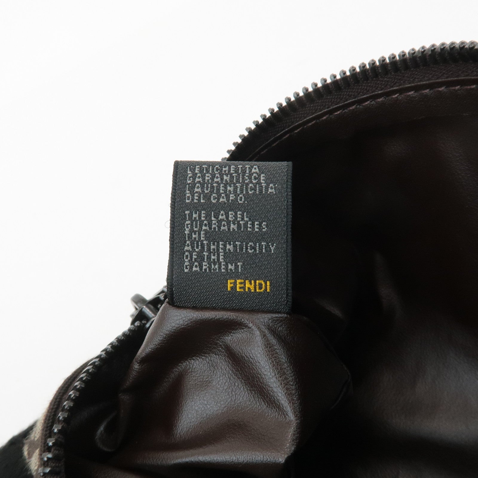 FENDI Zucchino Canvas Leather Pouch Beige Brown 7N0038 Used