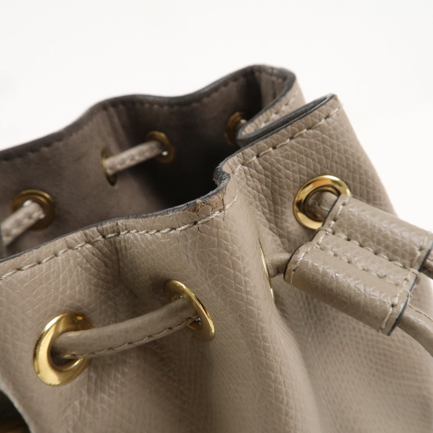 FENDI Montresor Mini 2 Way Leather Bag Greige 8BS010