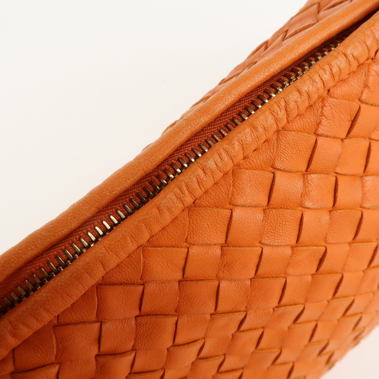 BOTTEGA VENETA Hobo Intrecciato Leather Shoulder Bag Orange 115653