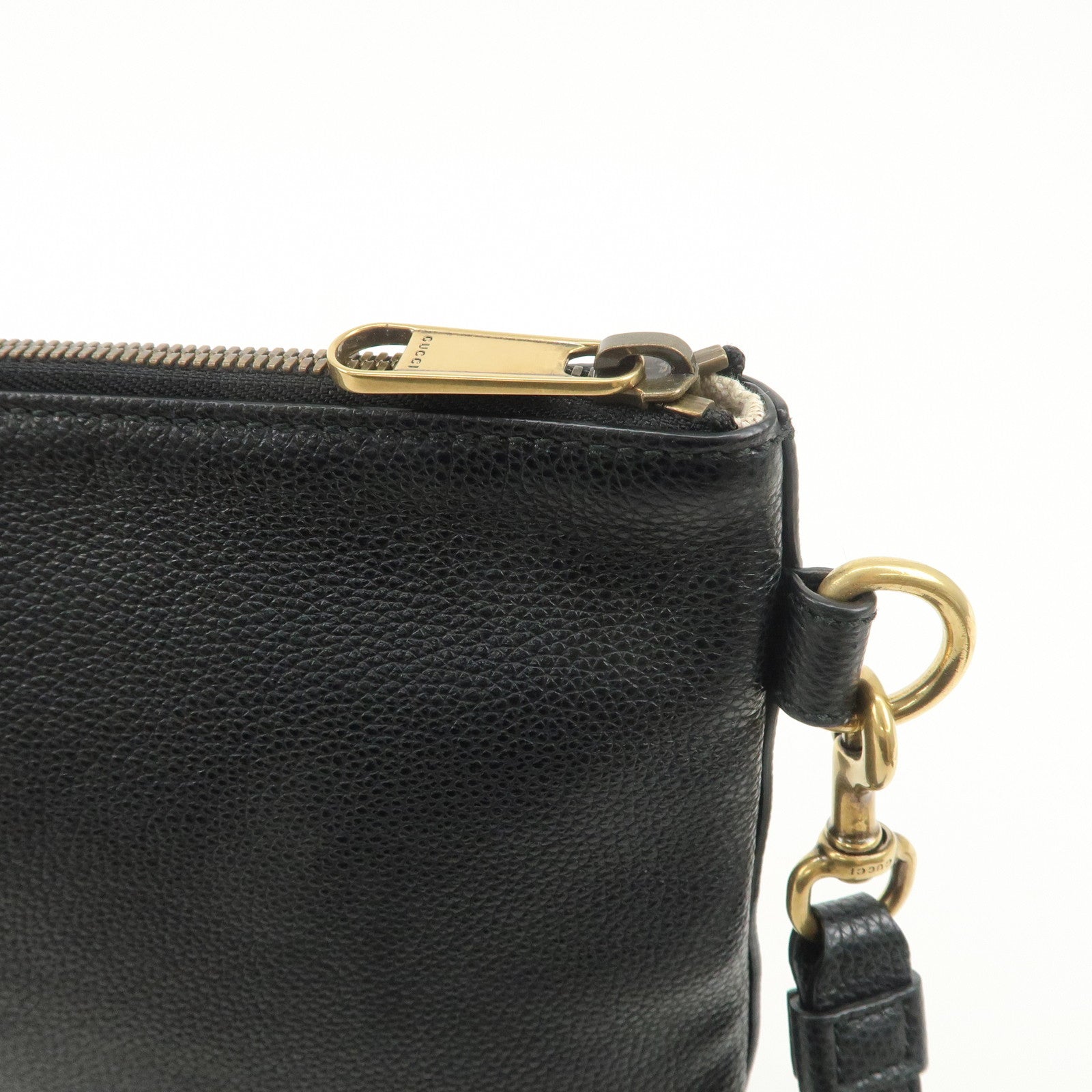 GUCCI Sherry Leather Portfolio Clutch Bag Medium Black 572770