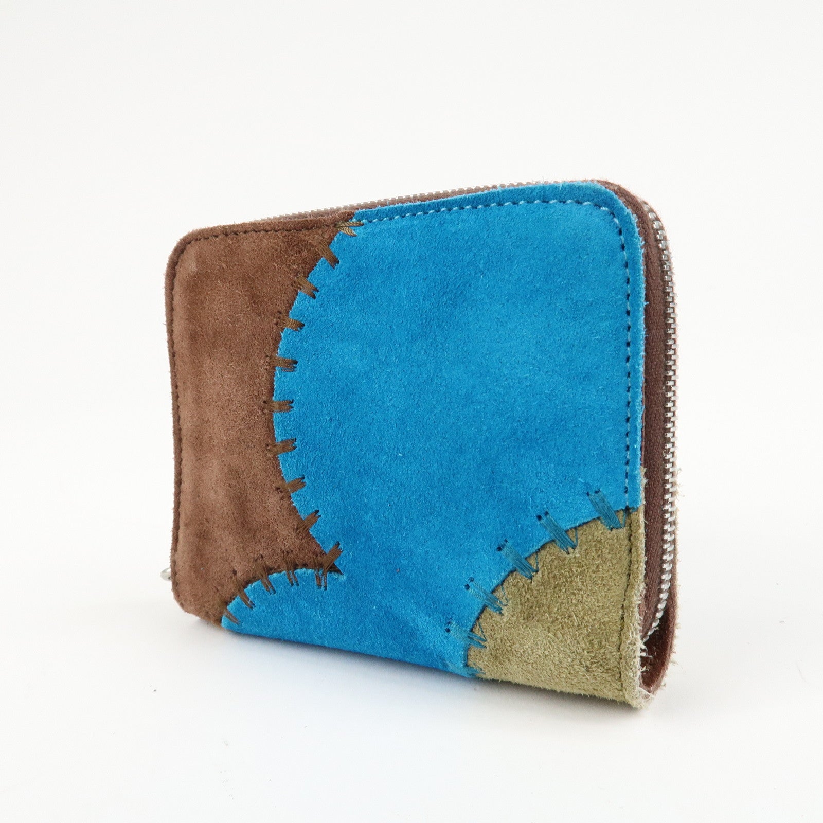 CELINE Suede Leather Shoulder Bag Macadam Engraved Flower Brown Used