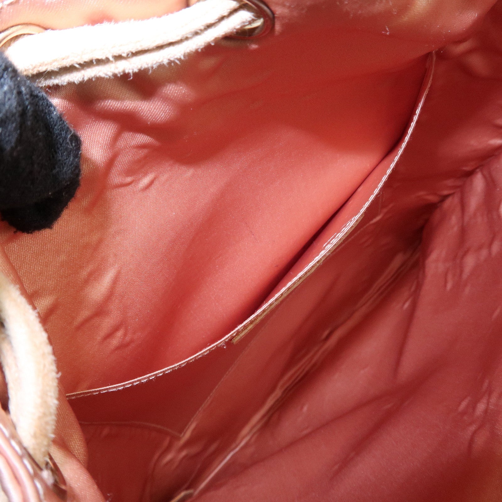 CHANEL Matelasse Satin Suede Back Pack Ruck Sack Pink Beige Used