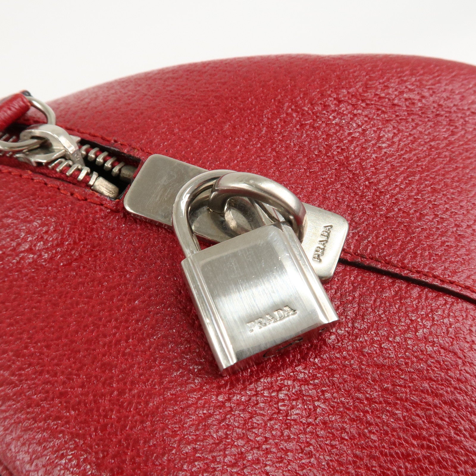 PRADA Leather Shoulder Bag Hand Bag Red B10748 F/S