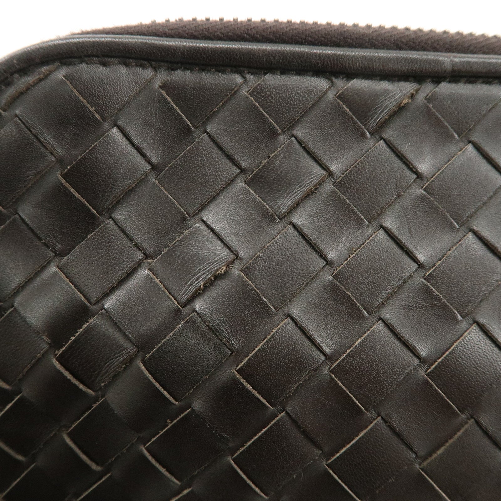 BOTTEGA VENETA Intrecciato Leather Clutch Bag Brown 174645 Used