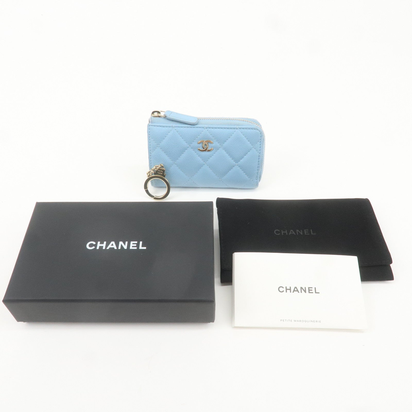 CHANEL Matelasse Caviar Skin COCO Mark Round Zipper Coin Case