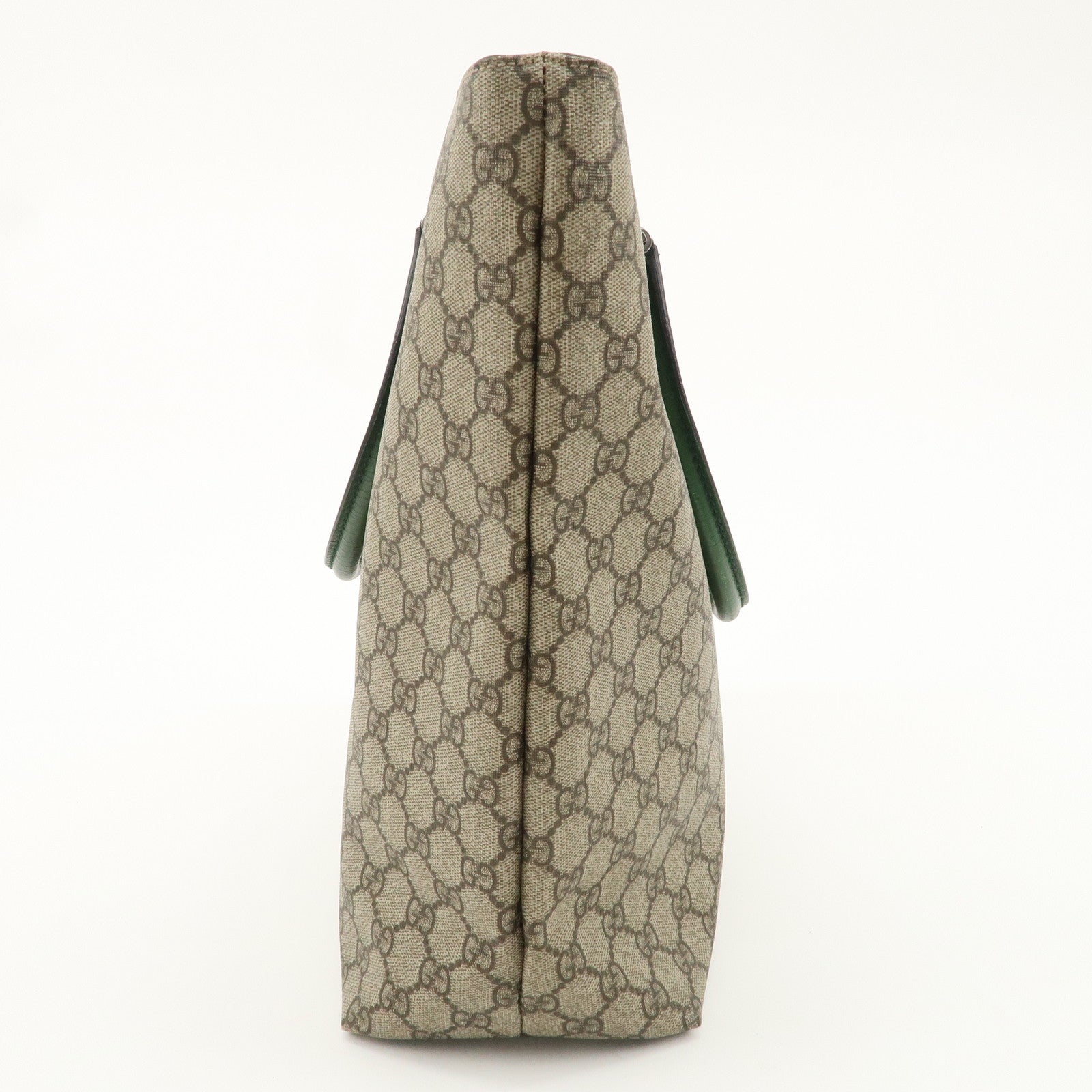 GUCCI GG Supreme Leather Tote Bag Beige Green 131220