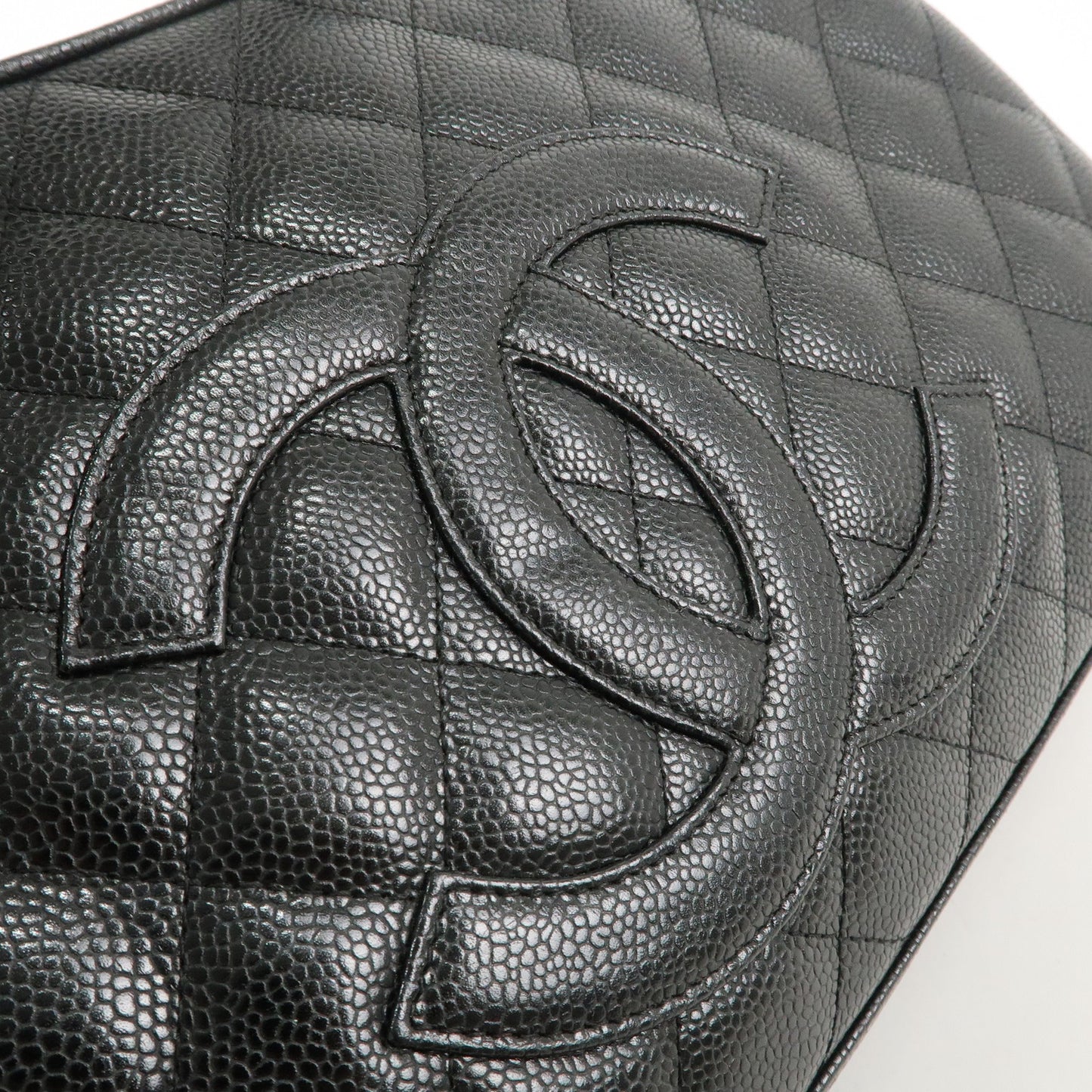 CHANEL Matelasse Caviar Skin Boston Bag Hand Bag Black A20997