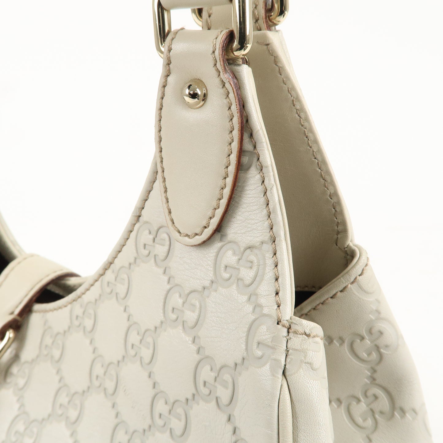 GUCCI New Jackie Guccissima Leather Shoulder Bag Ivory 145819