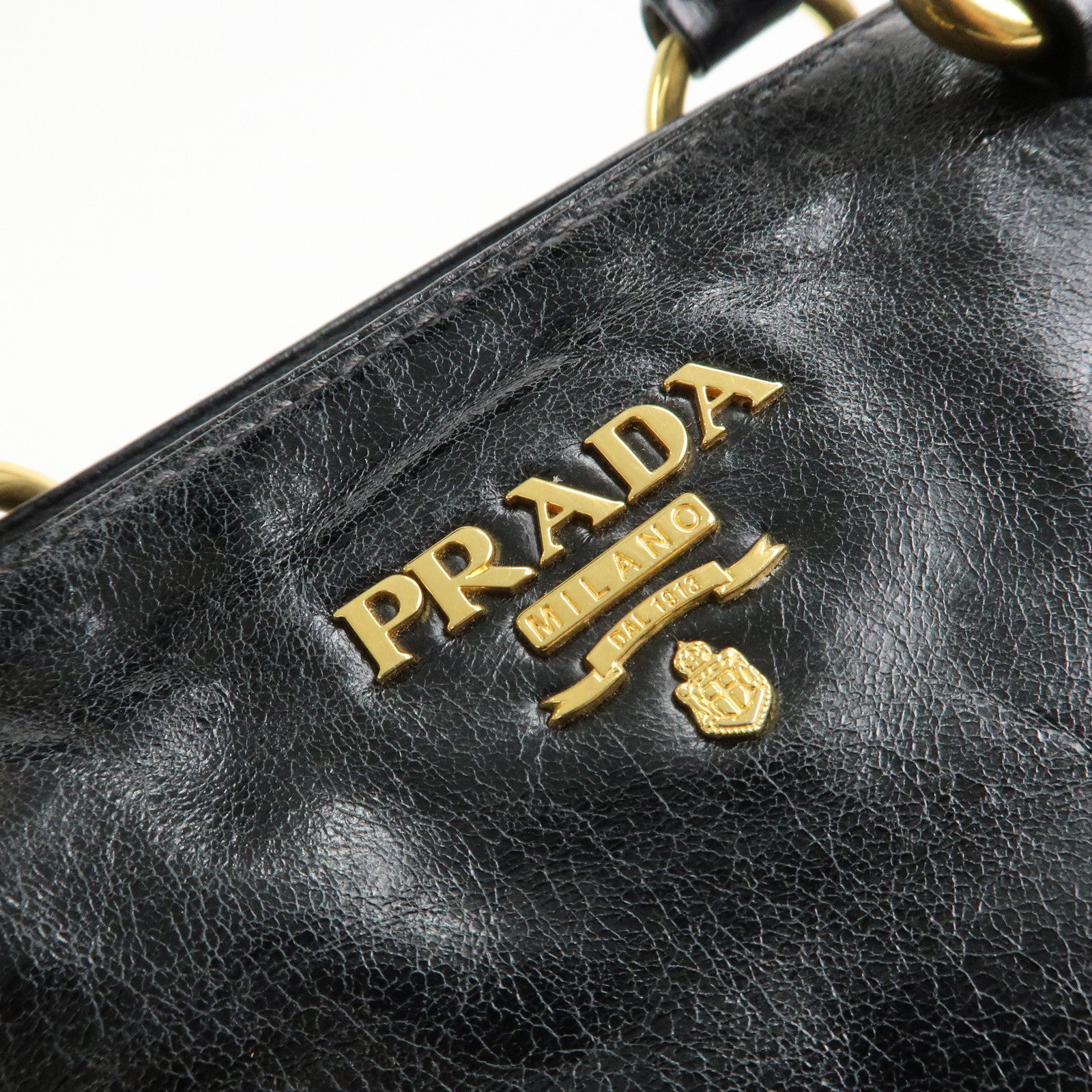 PRADA Leather 2Way Hand Bag Shoulder Bag Black BN2324