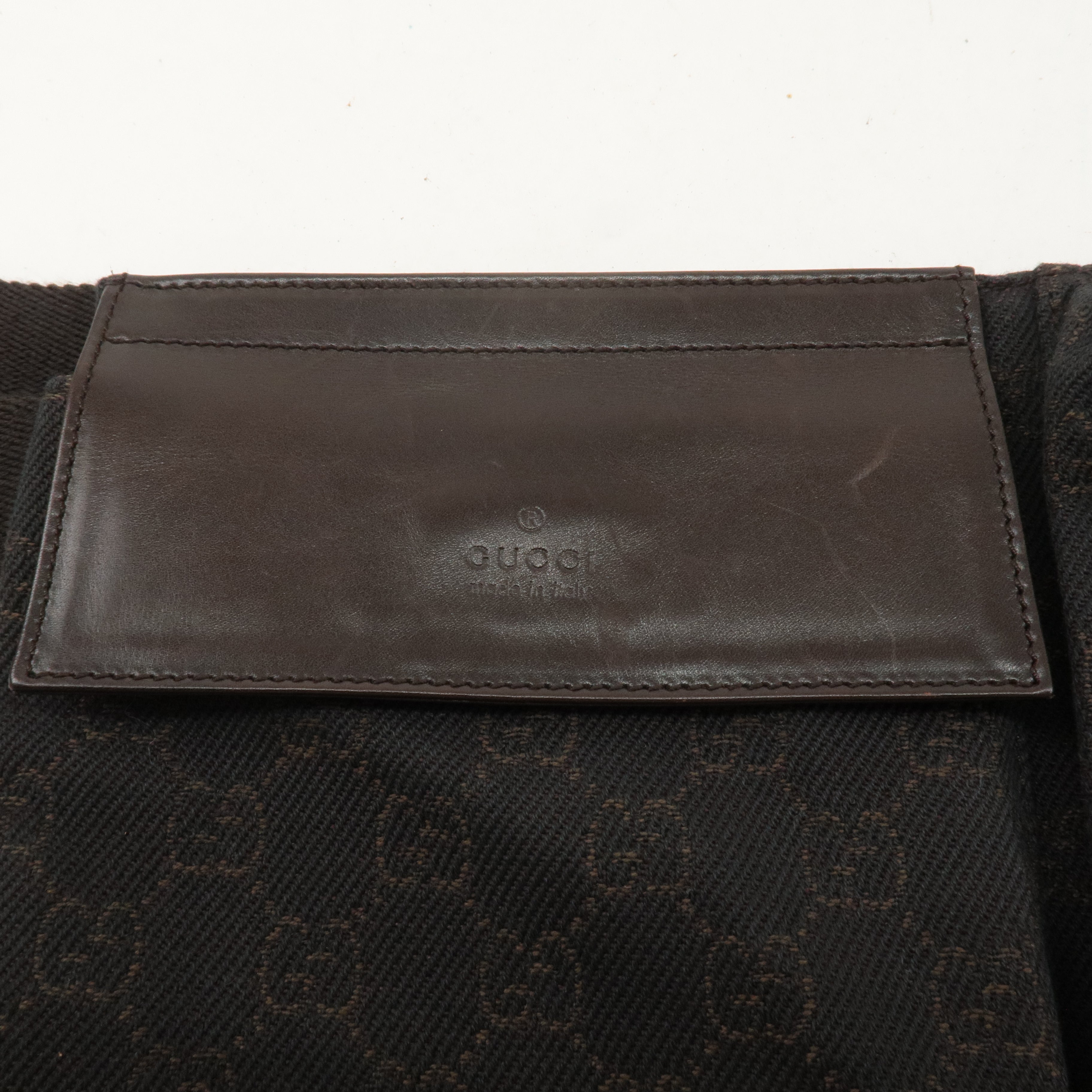 GUCCI GG Canvas Leather Waist Bag Crossbody Bag Dark Brown 28566