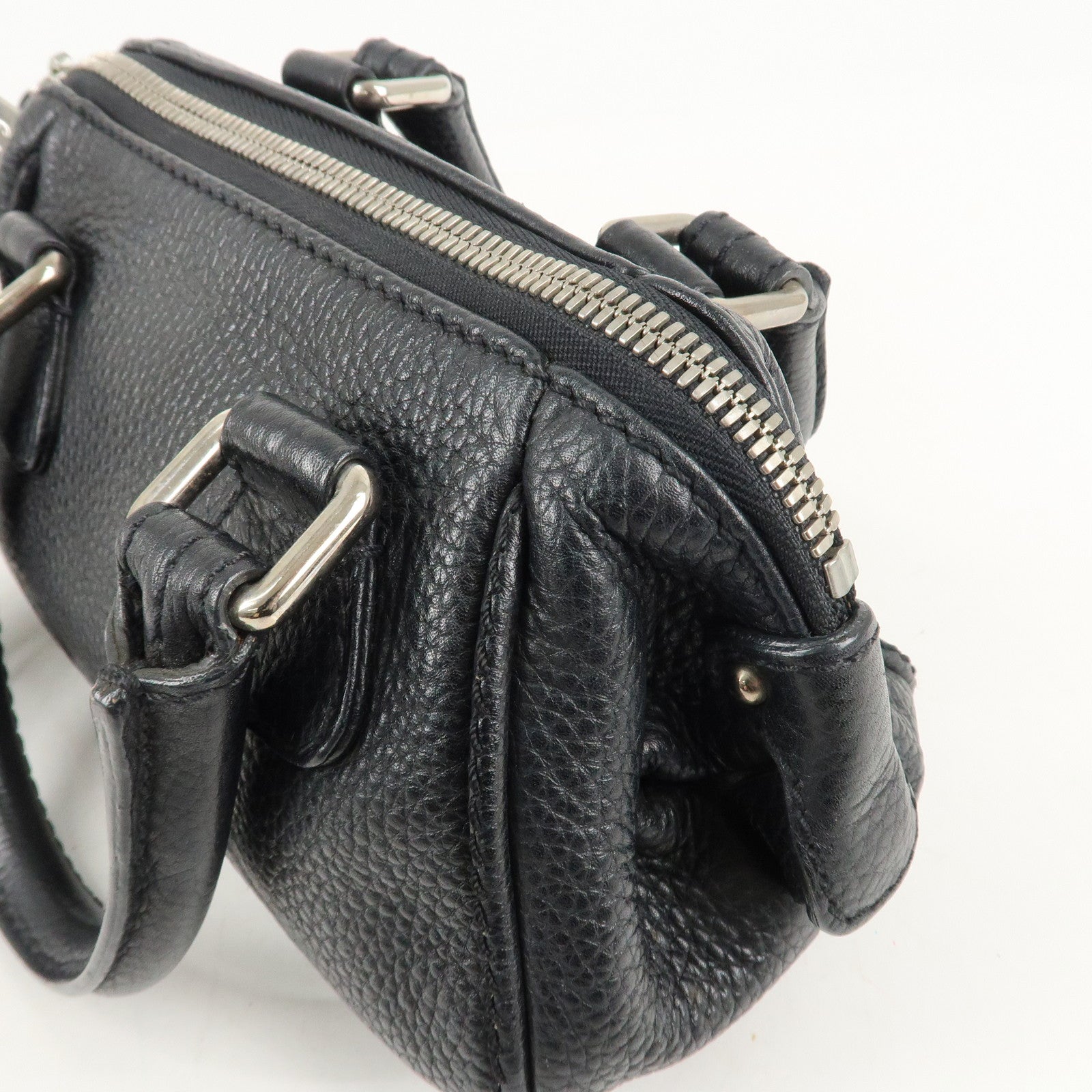 CHANEL Leather Mini Boston Bag Hand Bag Black A23050