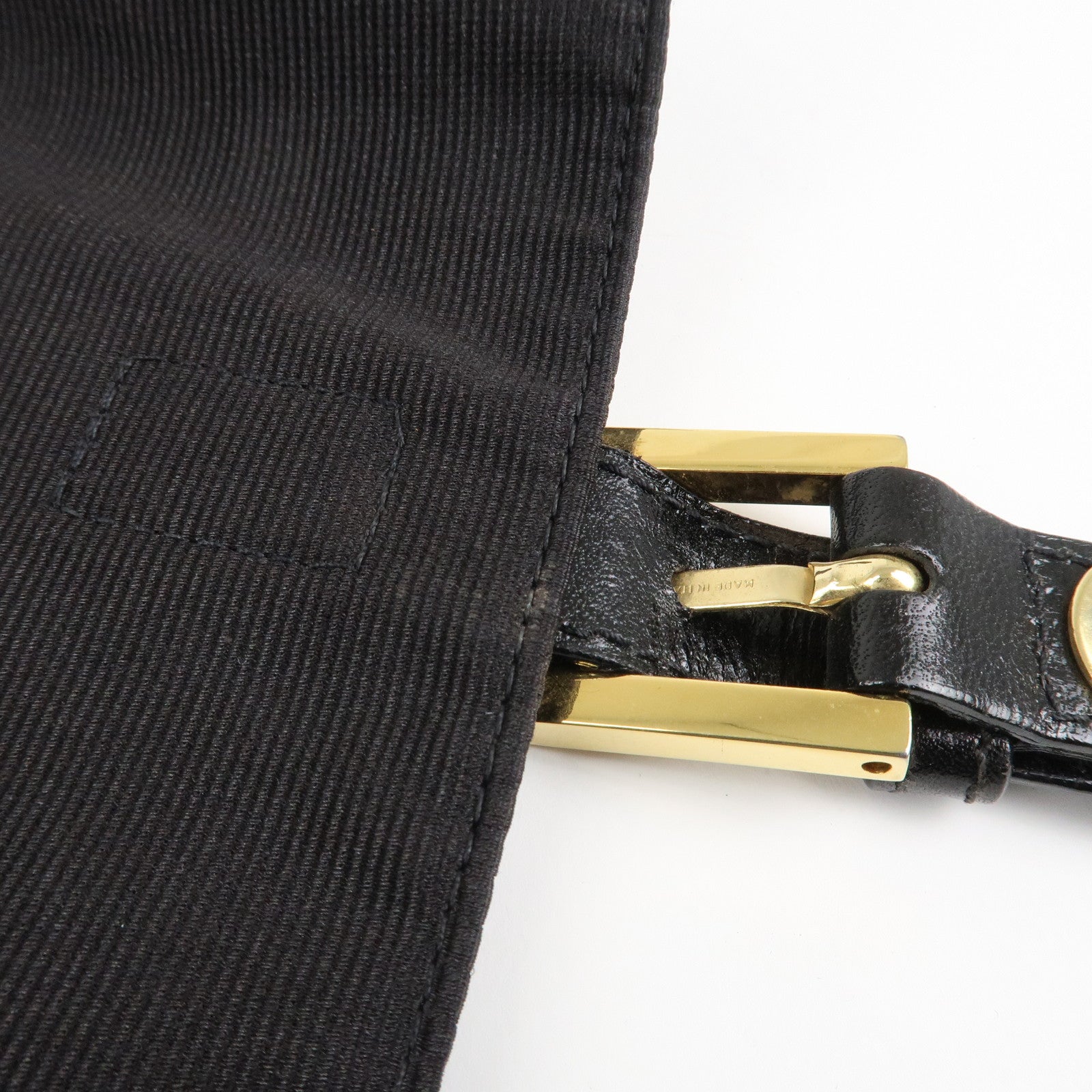 FENDI Nylon Canvas Leather Shoulder Bag Hand Bag Black Brown Used