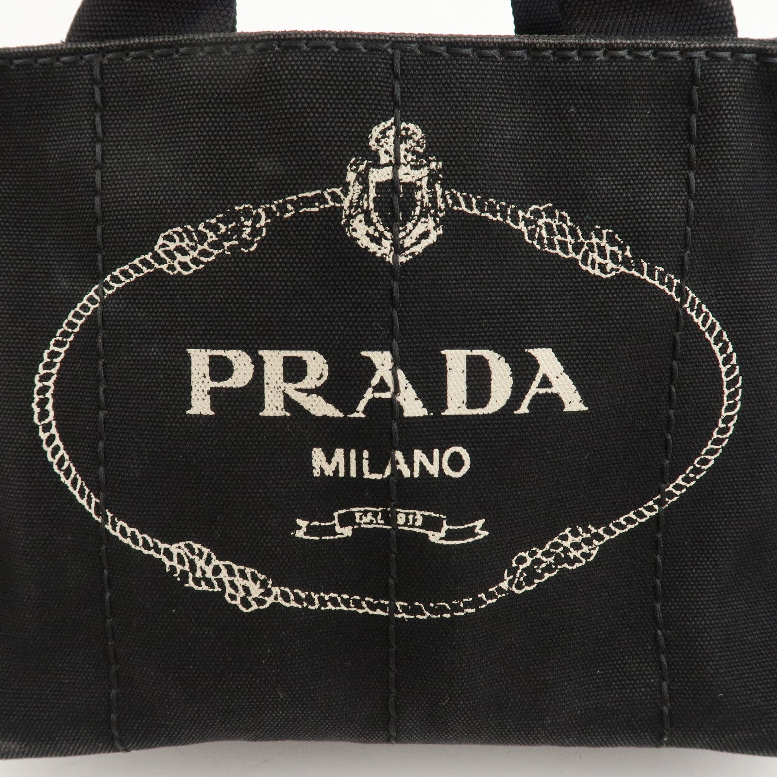 PRADA Logo Canapa Mini Canvas 2Way Shoulder Bag Black 1BG439