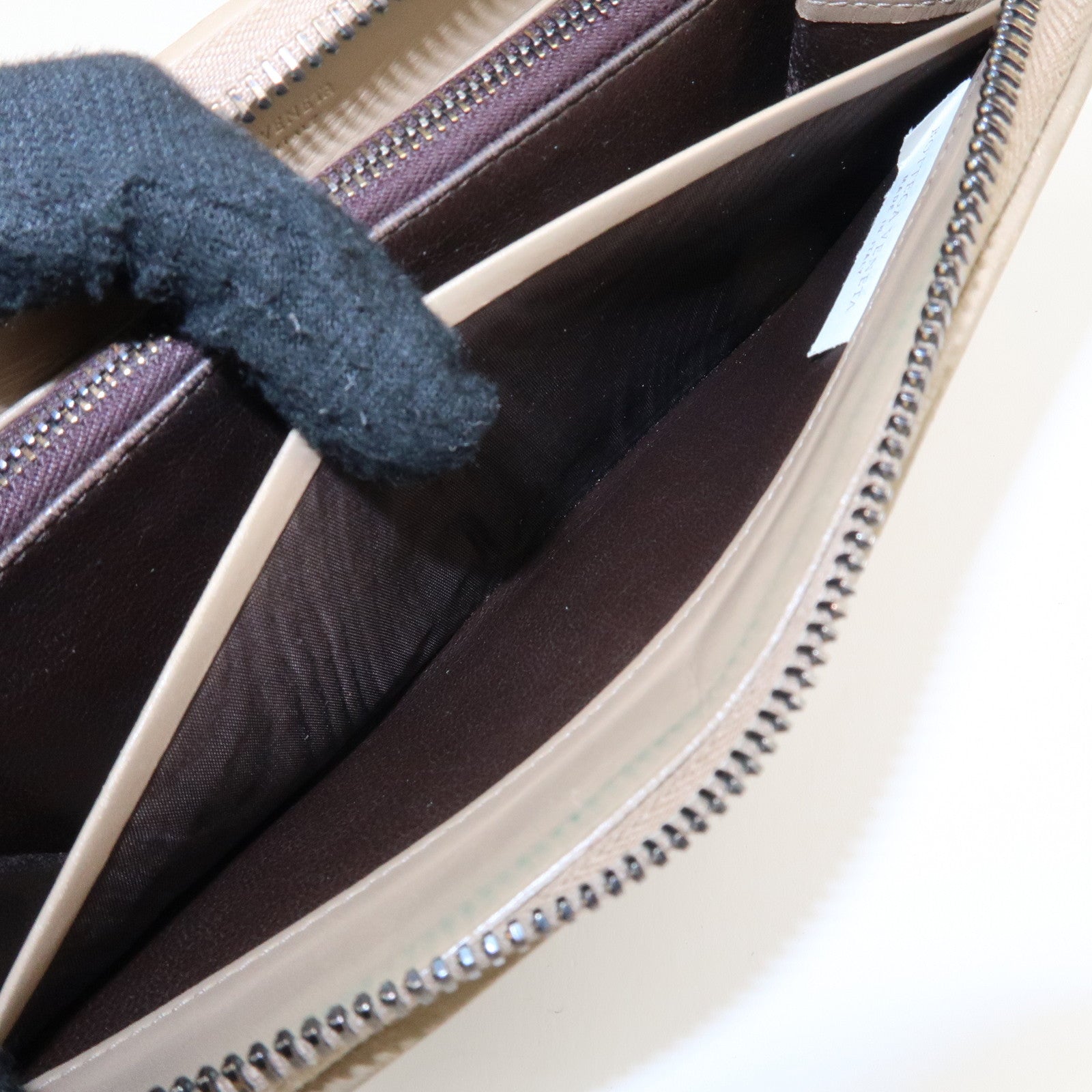 BOTTEGA VENETA Intrecciato Leather Zip Around Long Wallet Beige Used