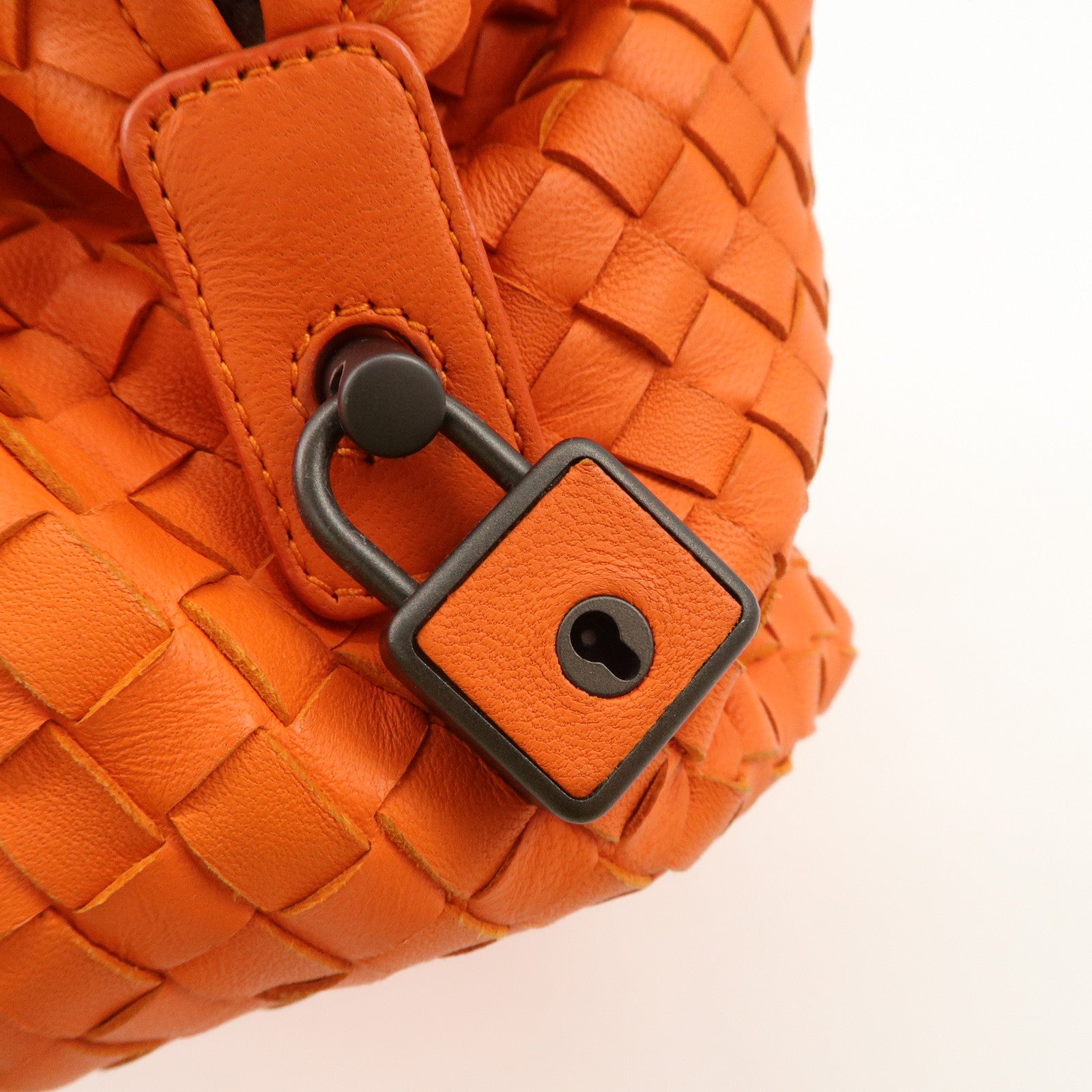 BOTTEGA VENETA Intrecciato Leather Boston Bag Hand Bag Orange