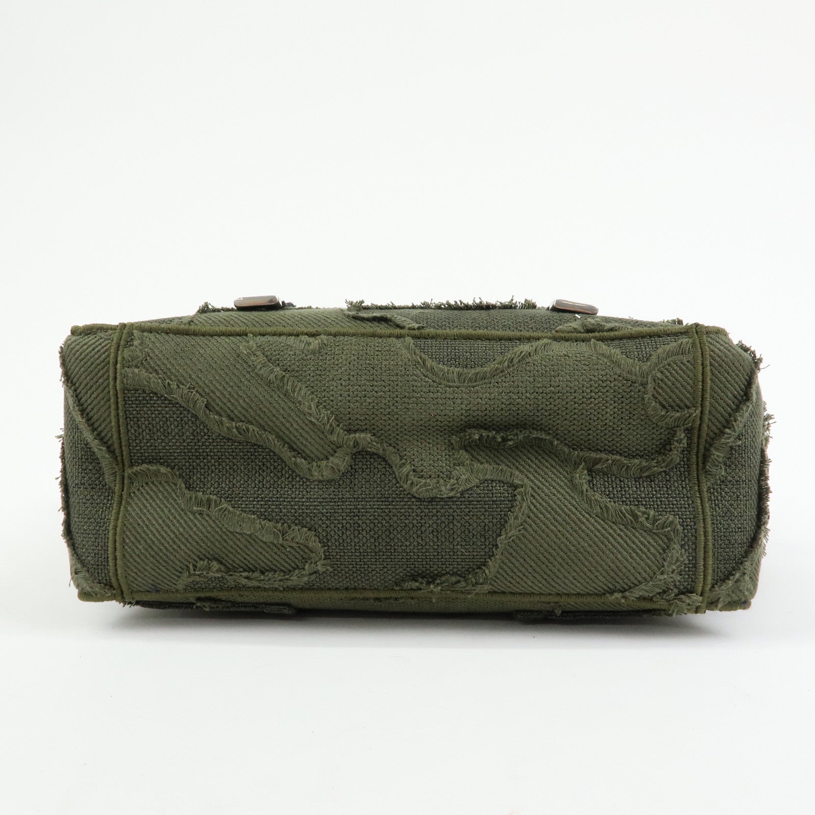 Christian Dior Dior Camp Cotton Canvas Shoulder Bag Khaki Black
