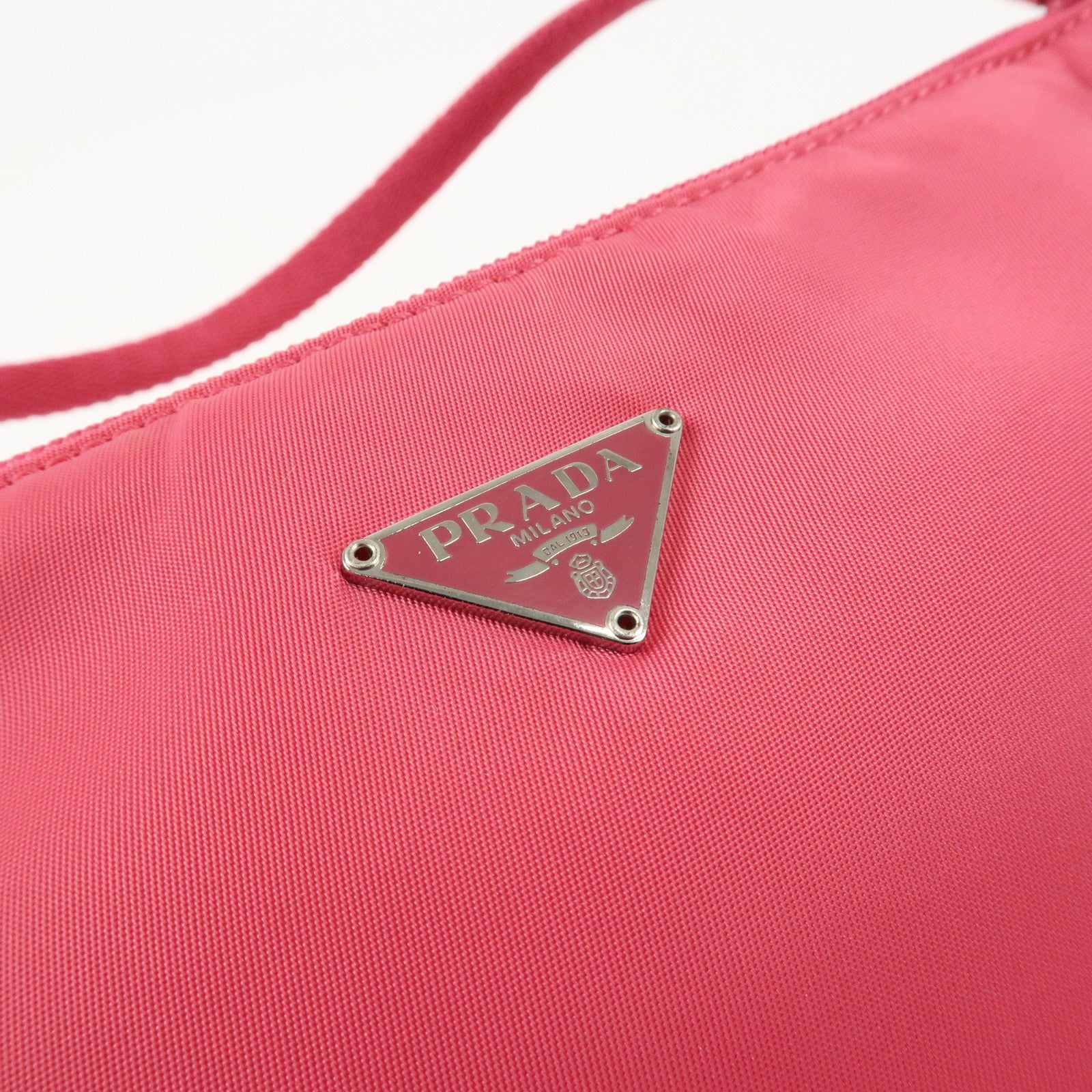 PRADA Logo Nylon Pouch Hand Bag Cosmetic Pouch Purse Pink MV633