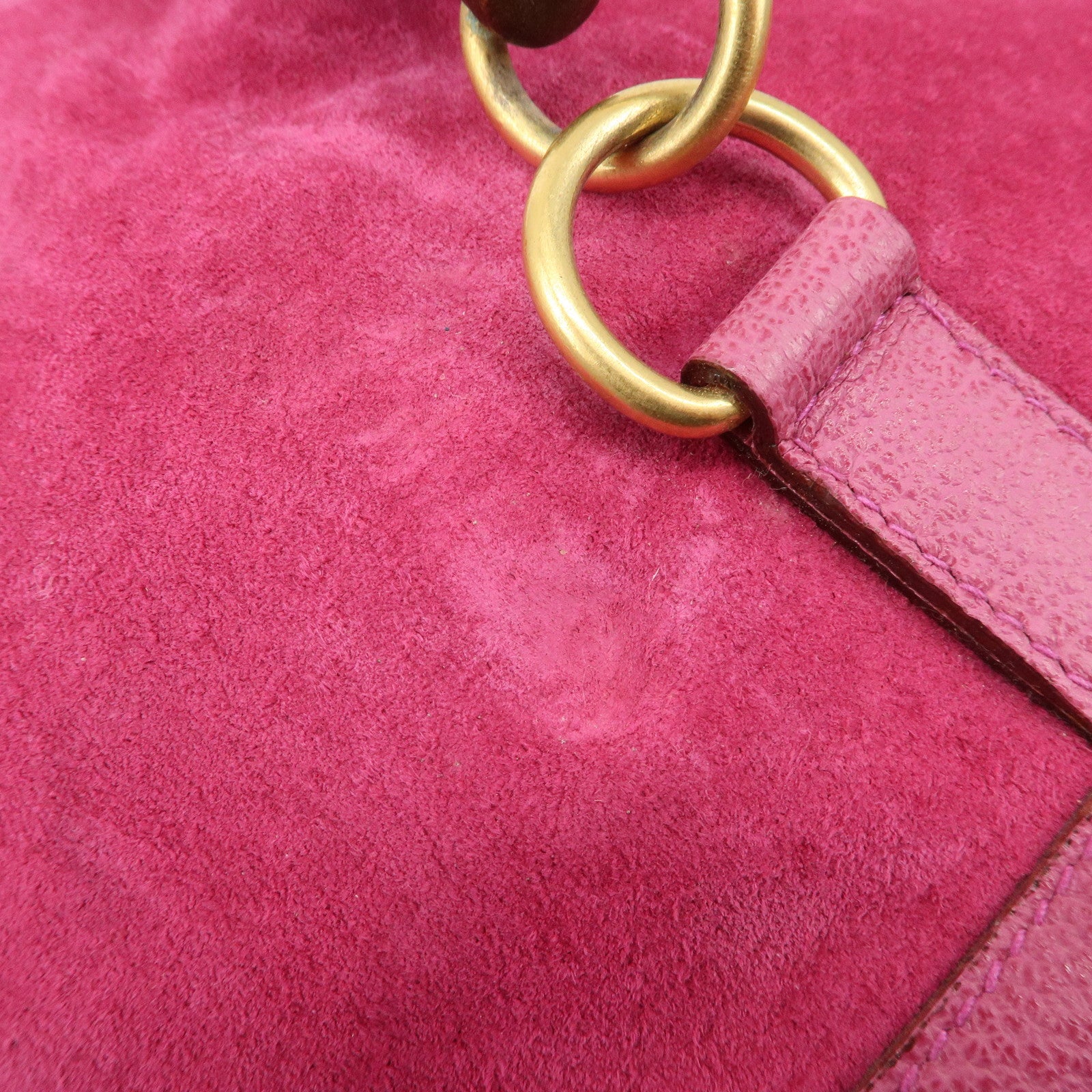 GUCCI Bamboo Suede Leather Back Pack Pink 003.2855.0043 Used