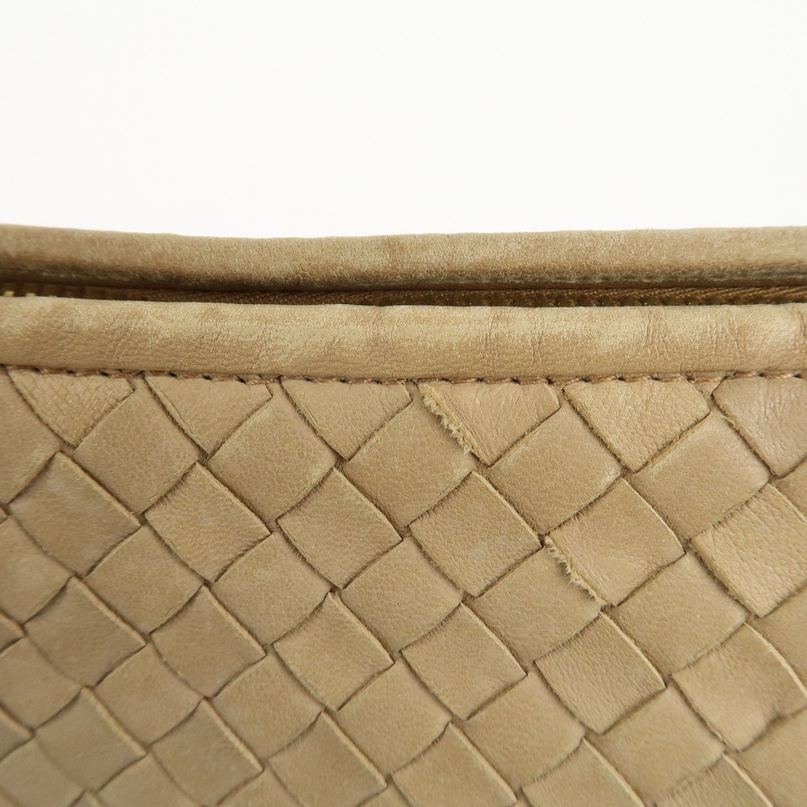 BOTTEGA VENETA Hobo Intrecciato Leather Shoulder Bag Beige 115653 Used
