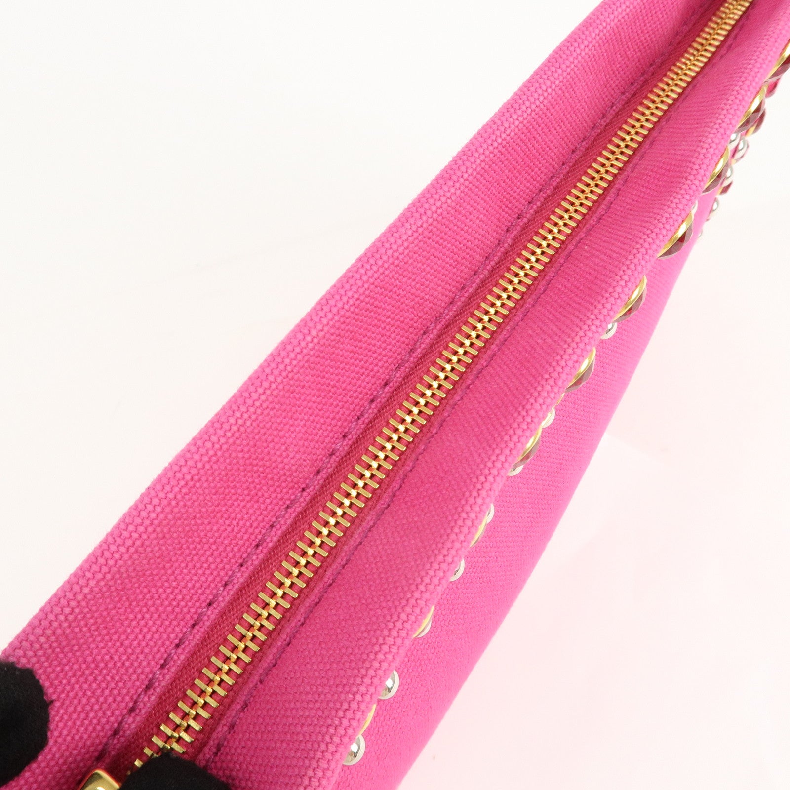 PRADA Canvas Bijoux Studded Clutch Bag Pink BP521O