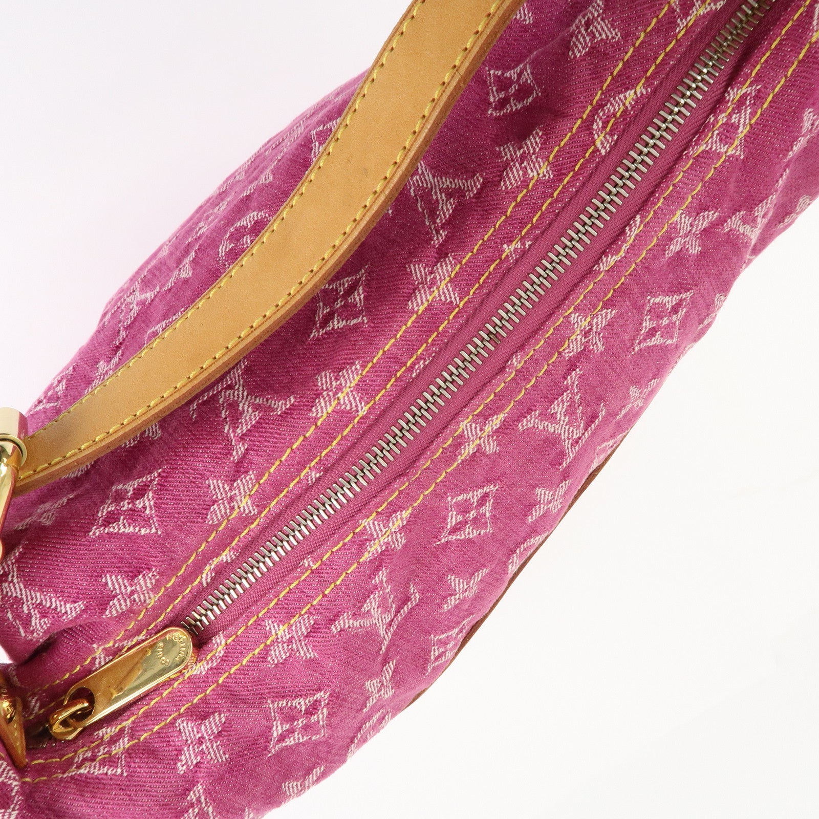 Louis Vuitton Monogram Denim Baggy GM Shoulder Bag Fuchsia M95210 Used