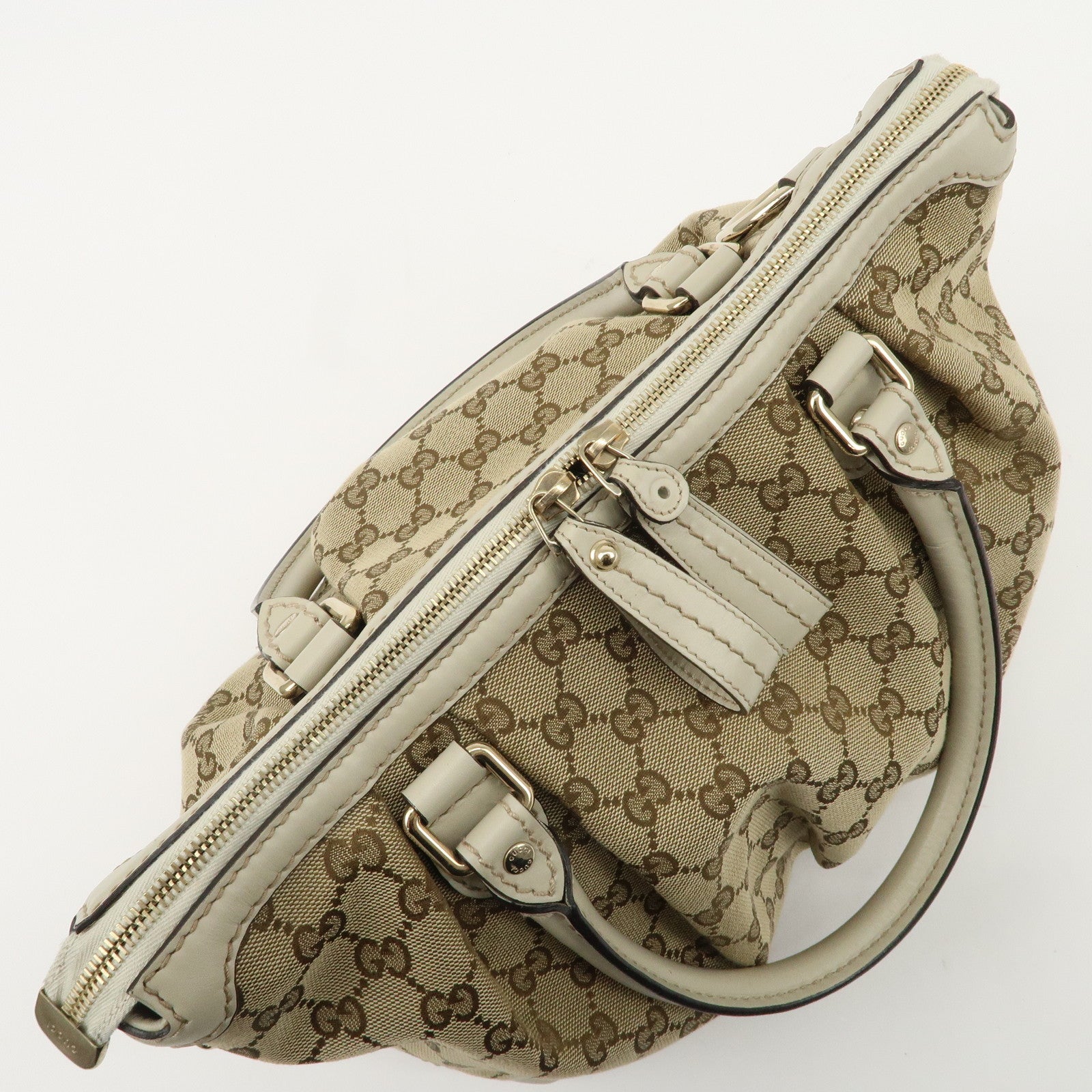 GUCCI Sukey GG Canvas Leather 2Way Bag Hand Bag Beige Ivory