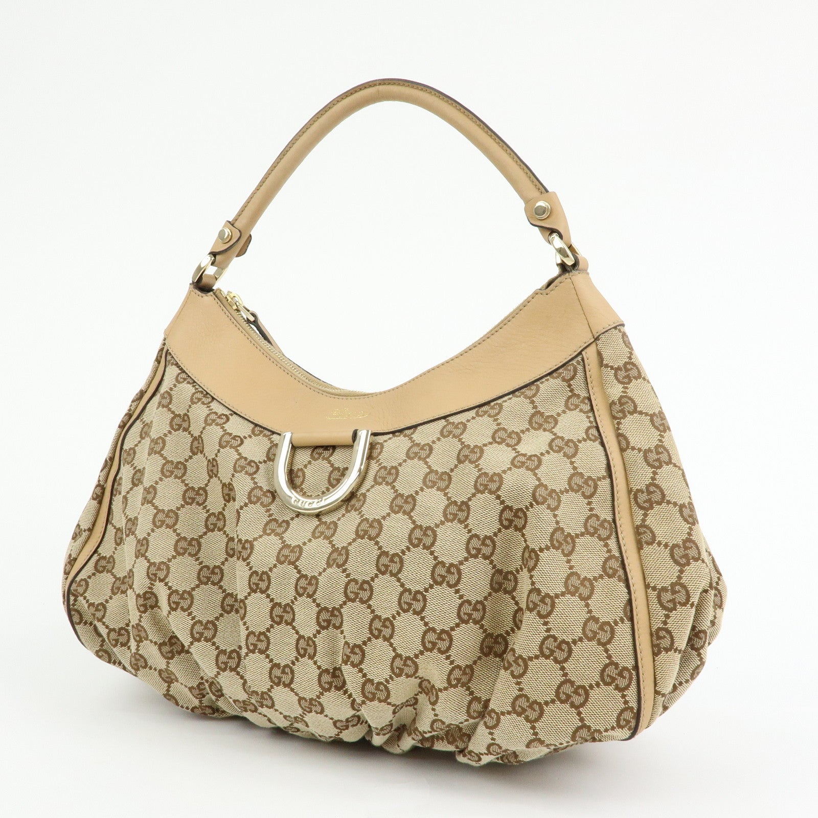 GUCCI Abbey GG Canvas Leather Shoulder Bag Hand Bag Brown 189833