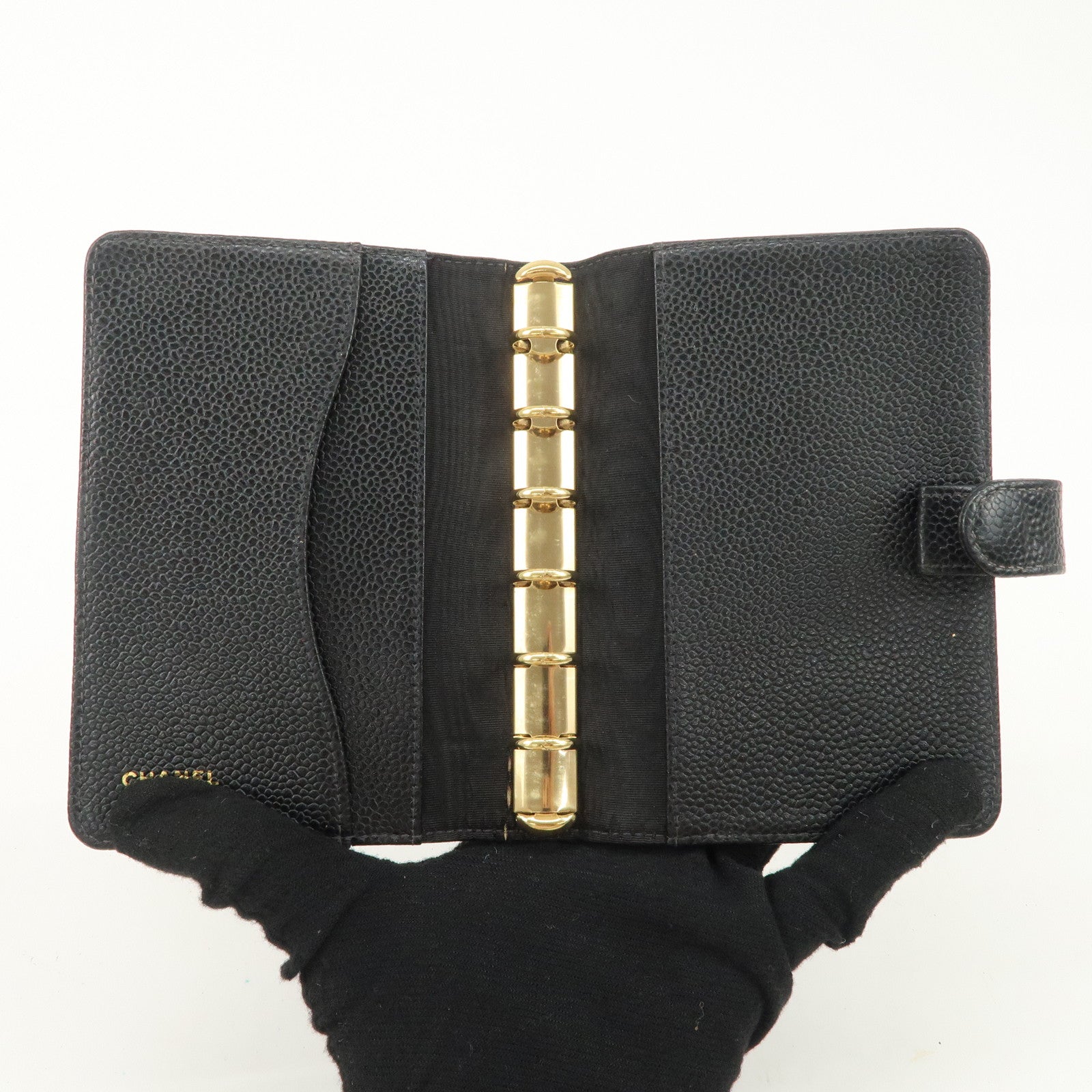 CHANEL Caviar Skin COCO Mark Planner Cover Black Used