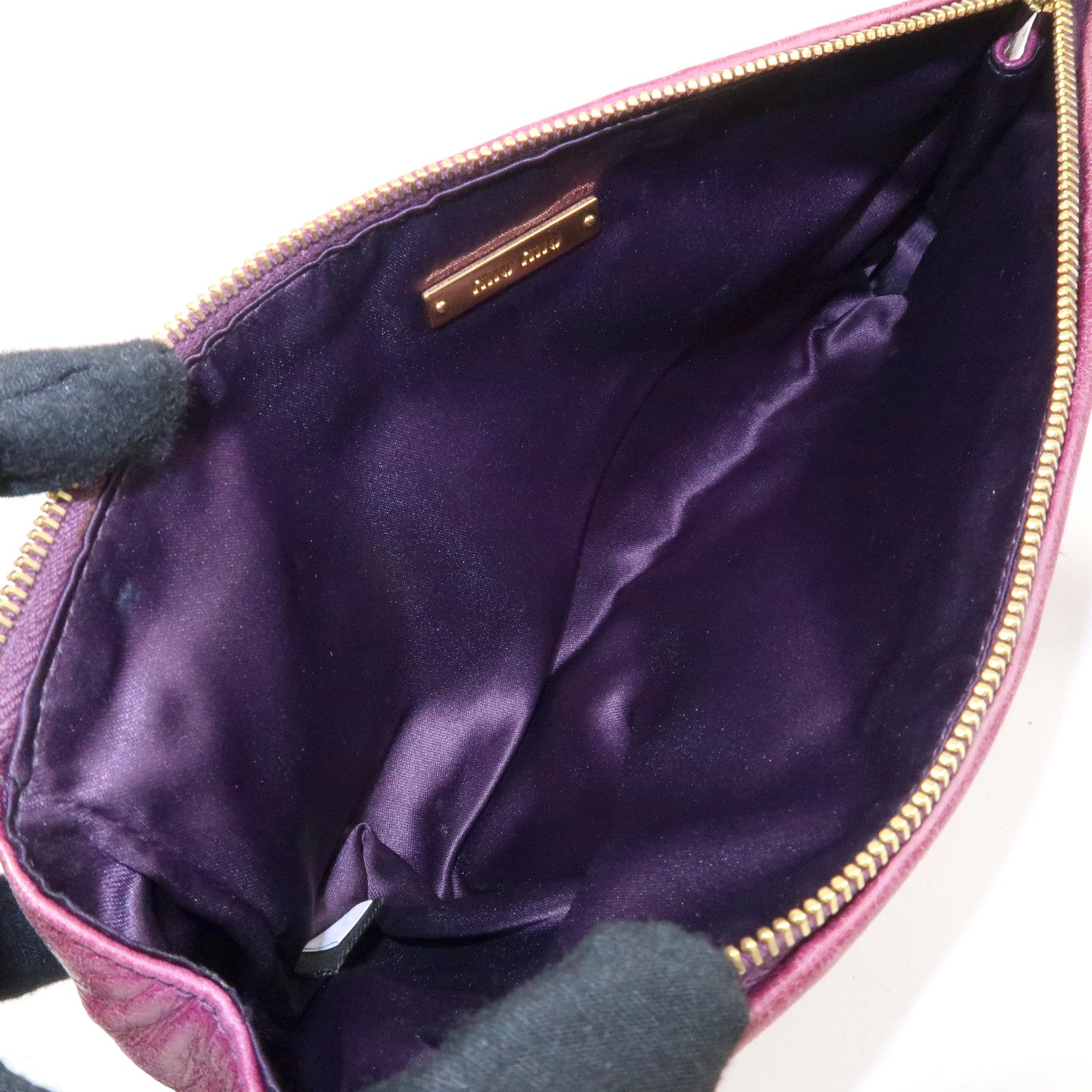 MIU MIU Matelasse Leather Pouch Clutch Bag Second Bag Purple Used