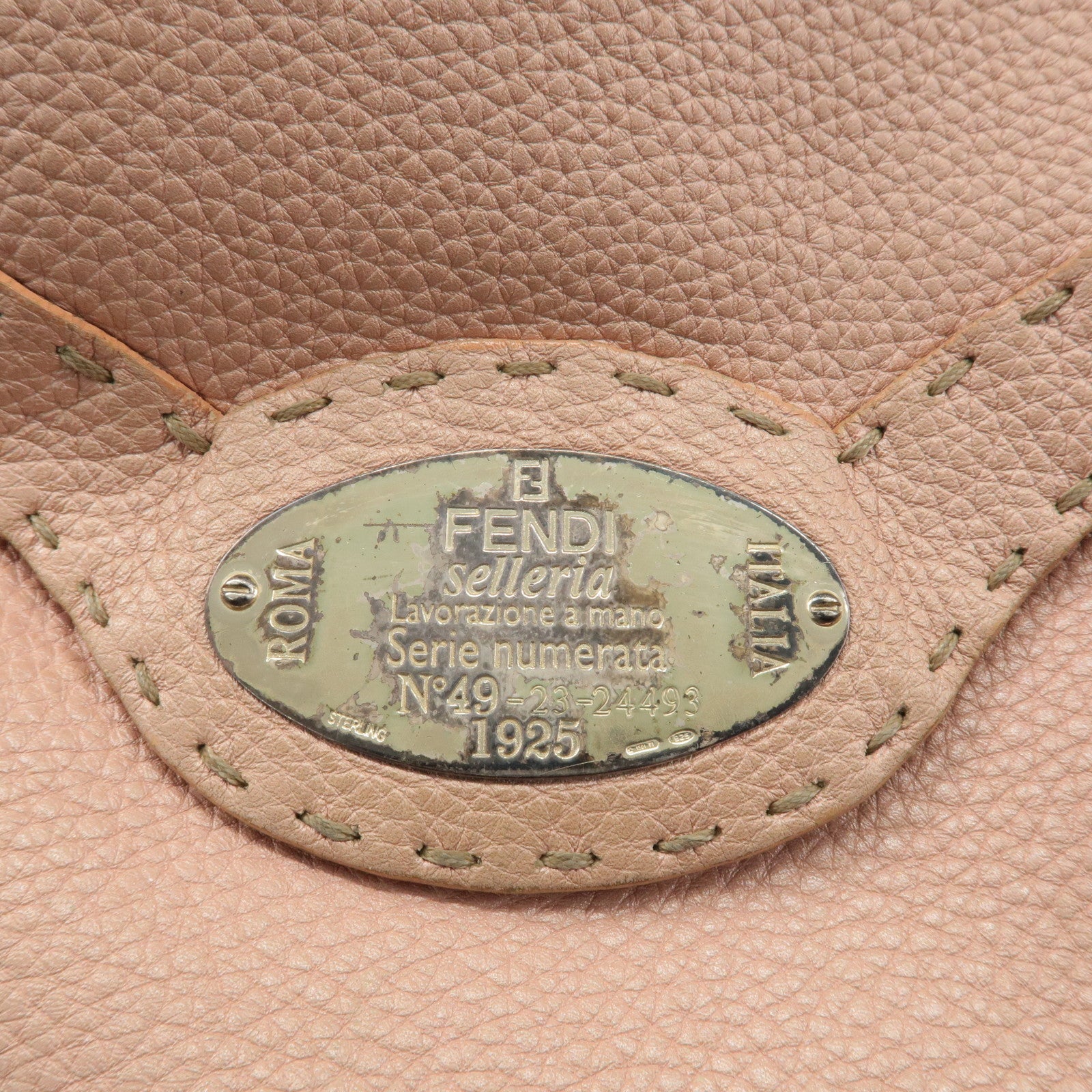 FENDI Selleria Leather Shoulder Bag Pink