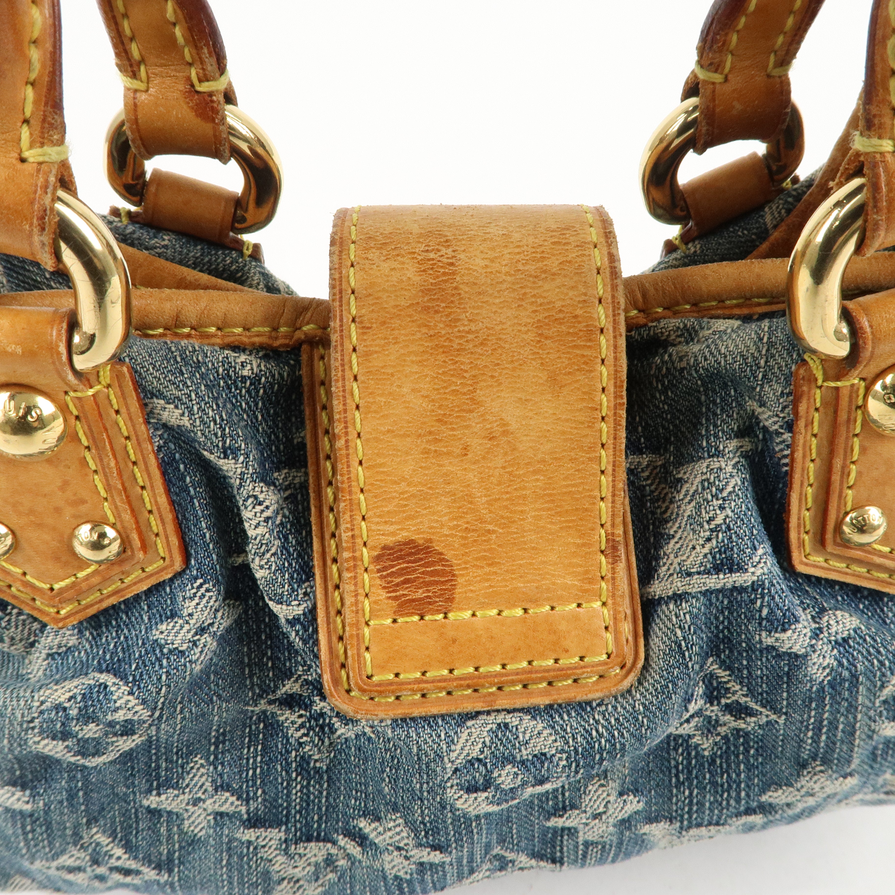 Louis Vuitton Monogram Denim Pleaty Hand Bag Blue M95020