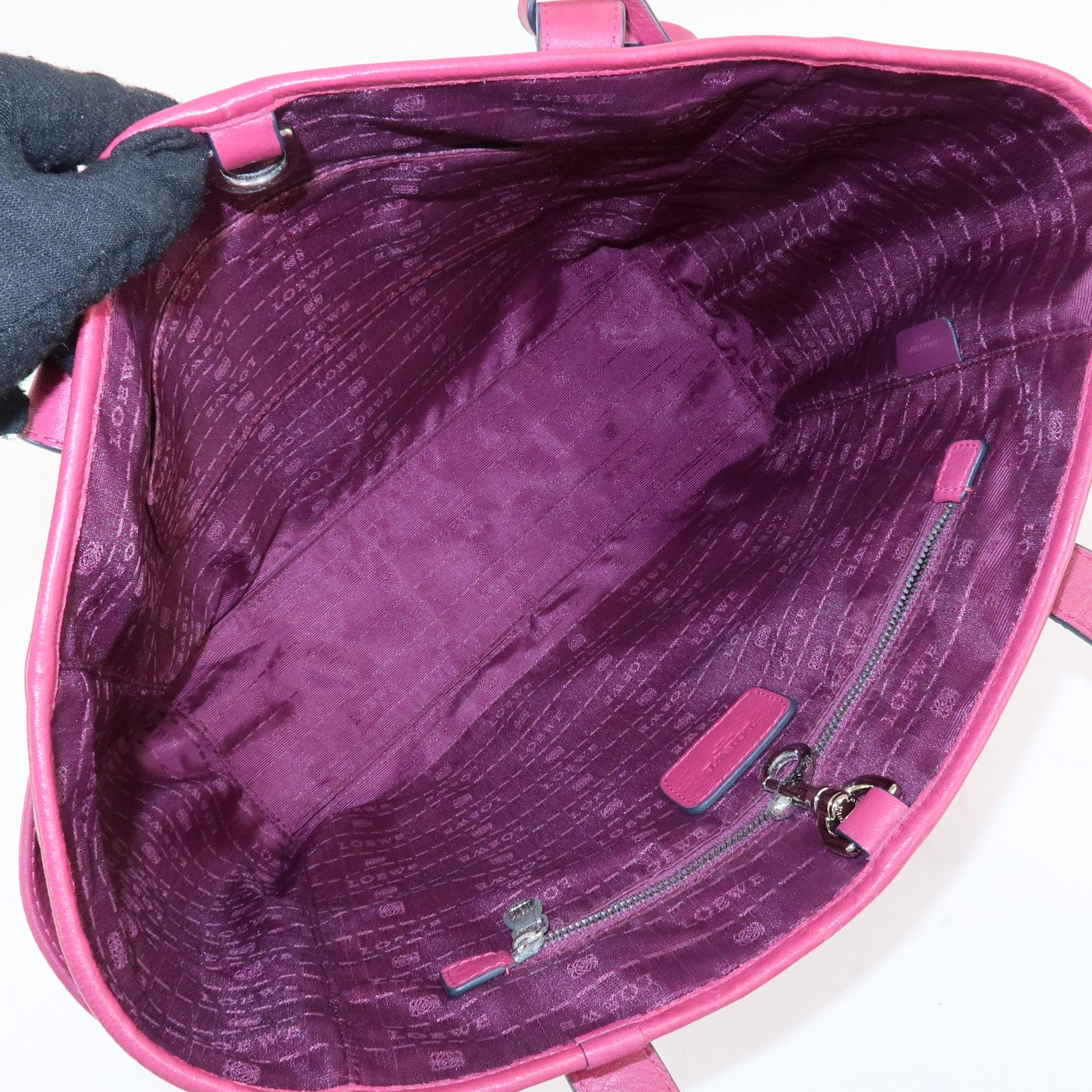 LOEWE Leather Tote Bag Hand Bag Shoulder Bag Medium Pink Used