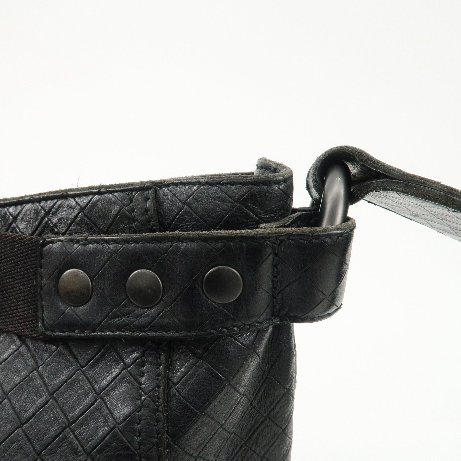 BOTTEGA VENETA Intrecciato Mirage Leather Shoulder Bag Black